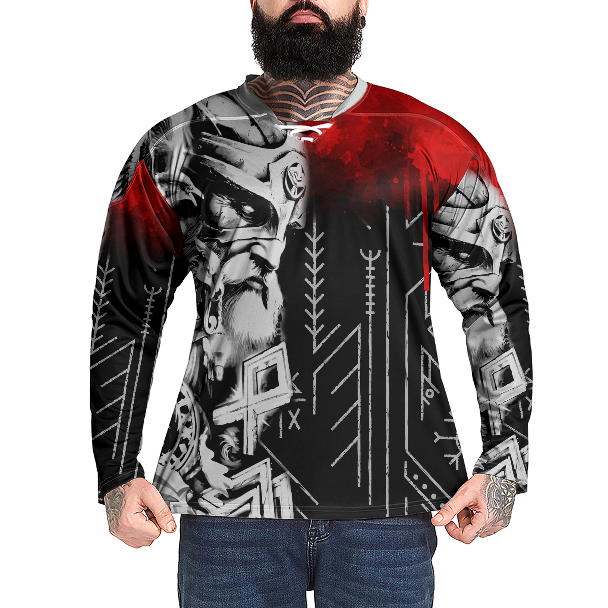 Blood-Red Odin Viking Laced Jersey