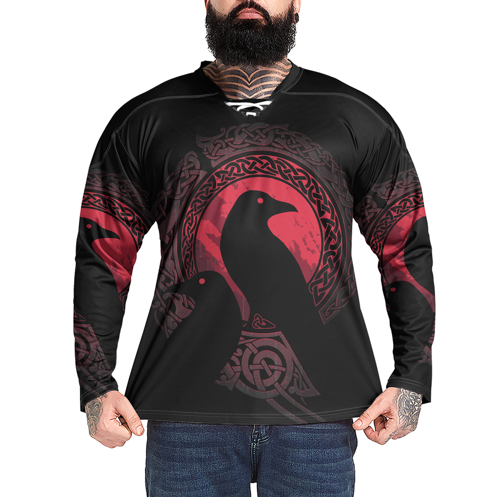 Huginn & Muninn Red Viking Laced Jersey