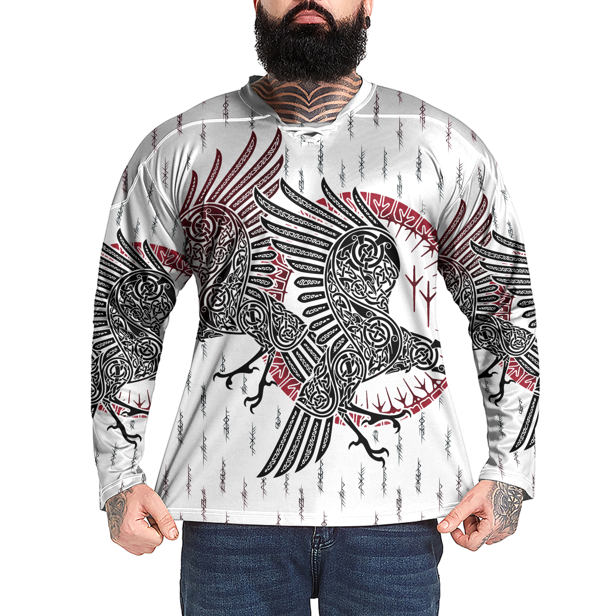 Huginn & Muninn's Red Omen Viking Laced Jersey