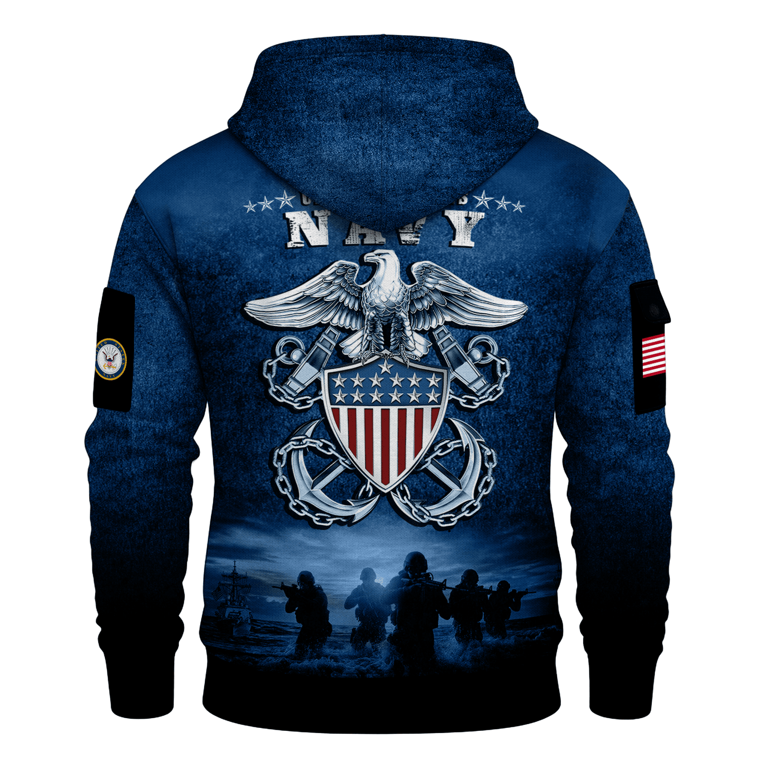 US NAVY 250th Years Of Service All-over Quater Zip Hoodie