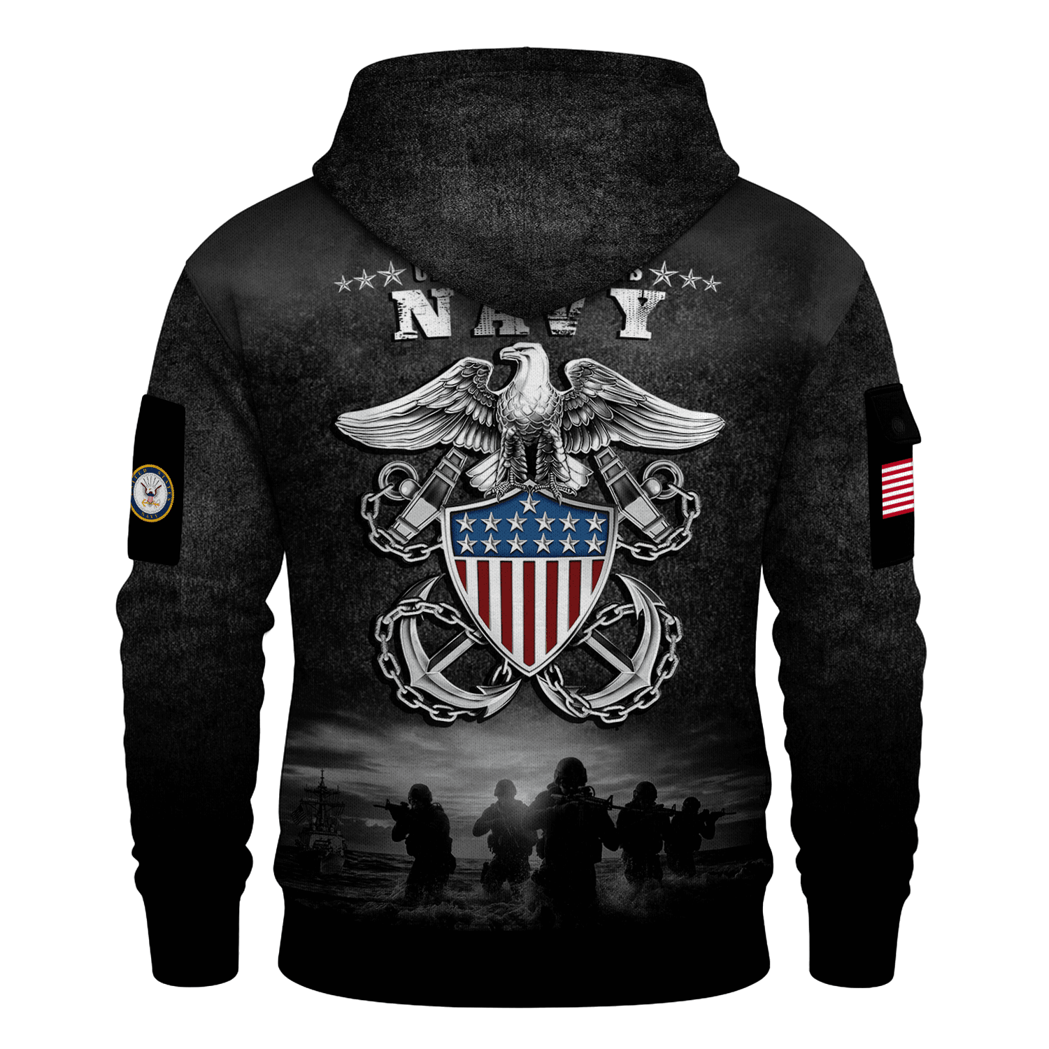US NAVY 250th Years Of Service All-over Quater Zip Hoodie