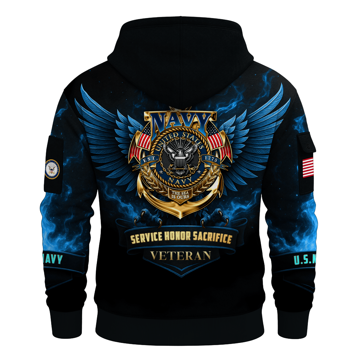 US NAVY 250th Years Of Service All-over Quater Zip Hoodie
