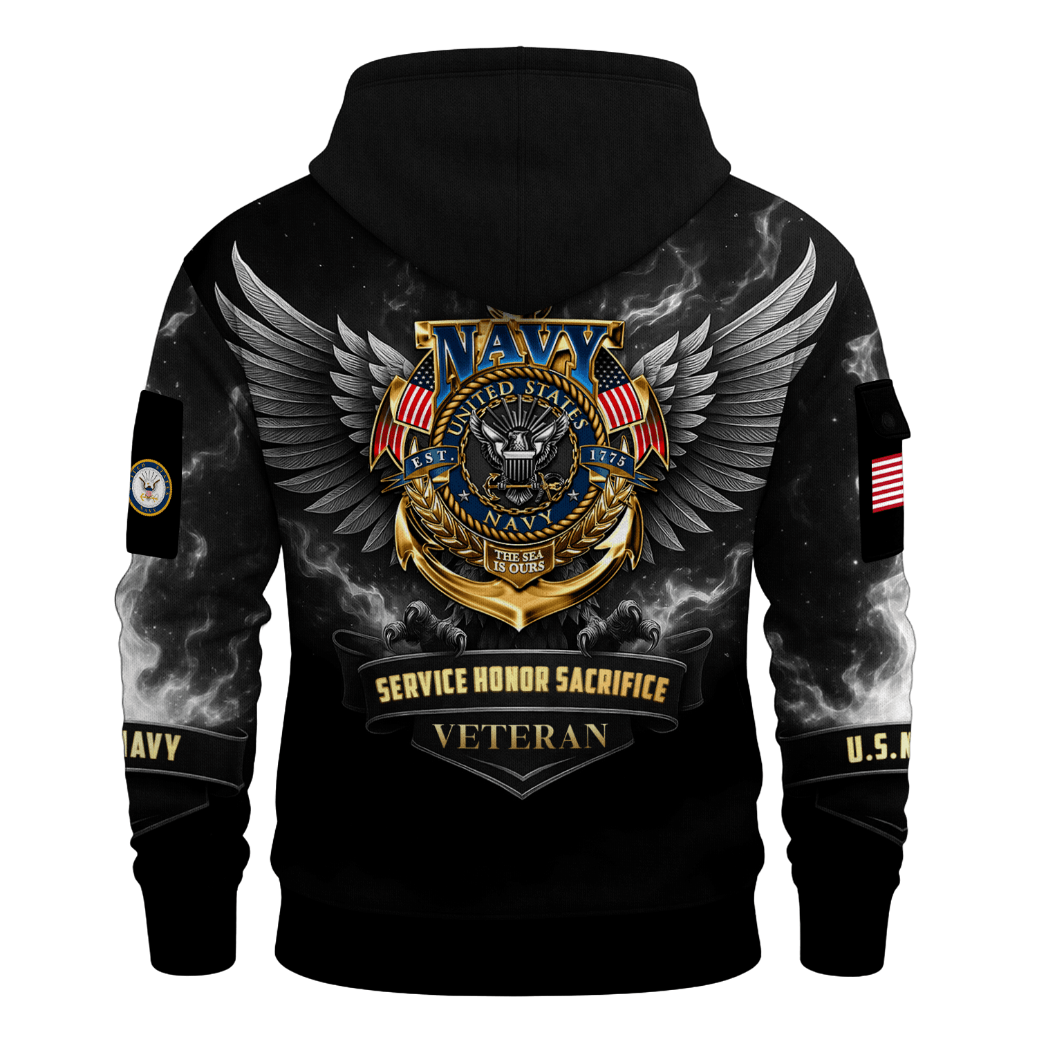 US NAVY 250th Years Of Service All-over Quater Zip Hoodie