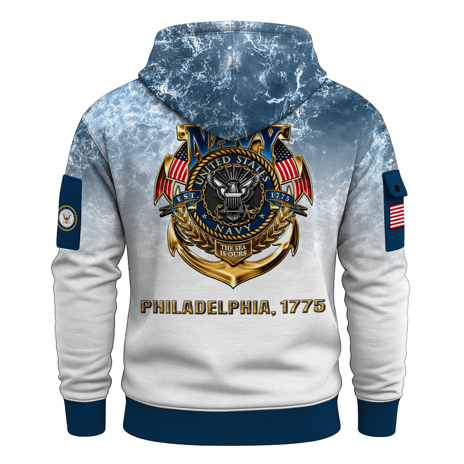 US NAVY 250th Years Of Service All-over Quater Zip Hoodie