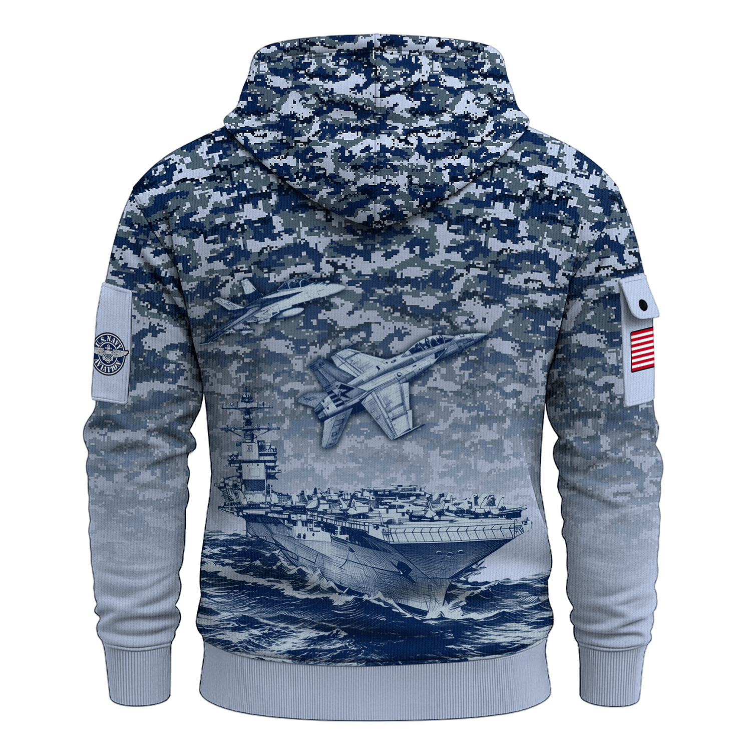 US Navy Naval Aviation 250th Years All-over Quater Zip Hoodie of Service