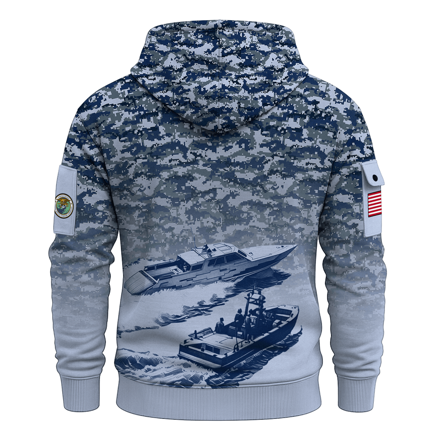 US Navy Naval Special Warfare 250th Years All-over Quater Zip Hoodie of Service