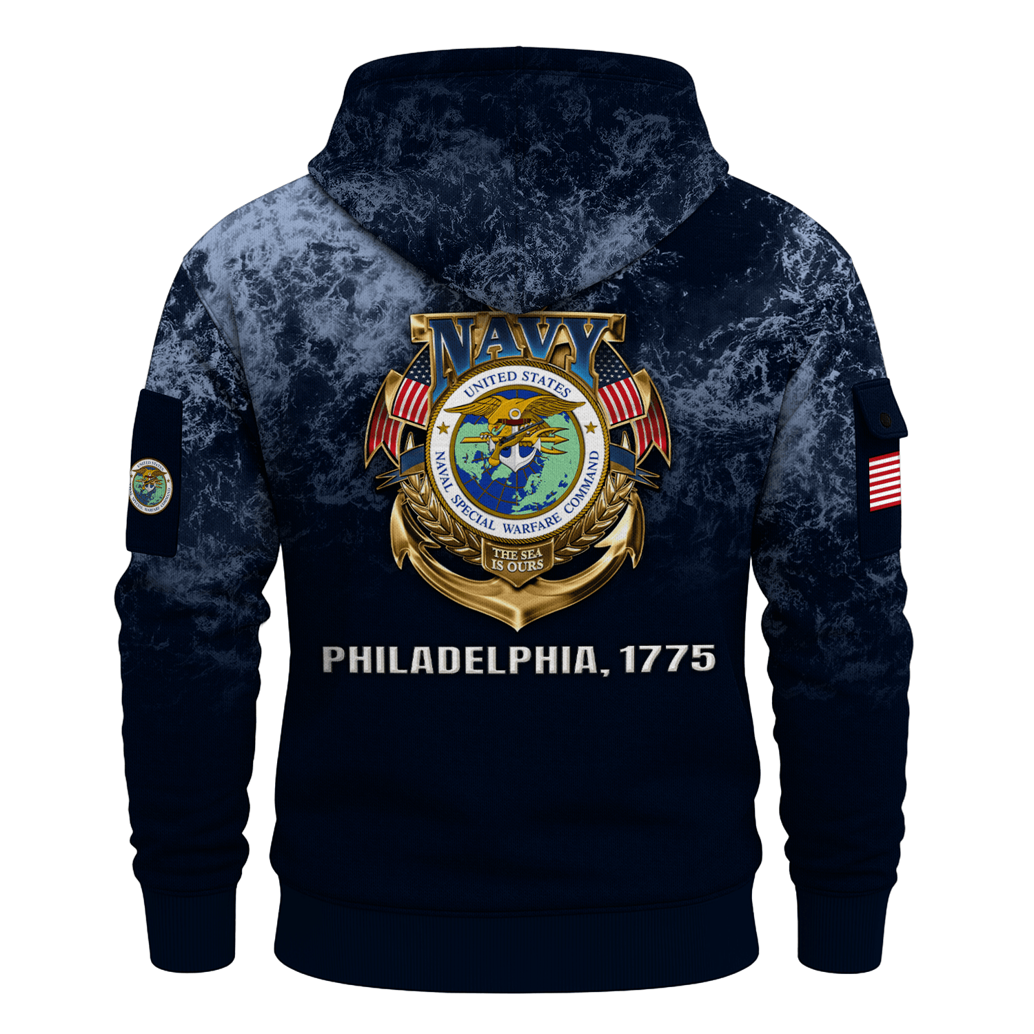 US Navy Naval Special Warfare 250th Years All-over Quater Zip Hoodie of Service