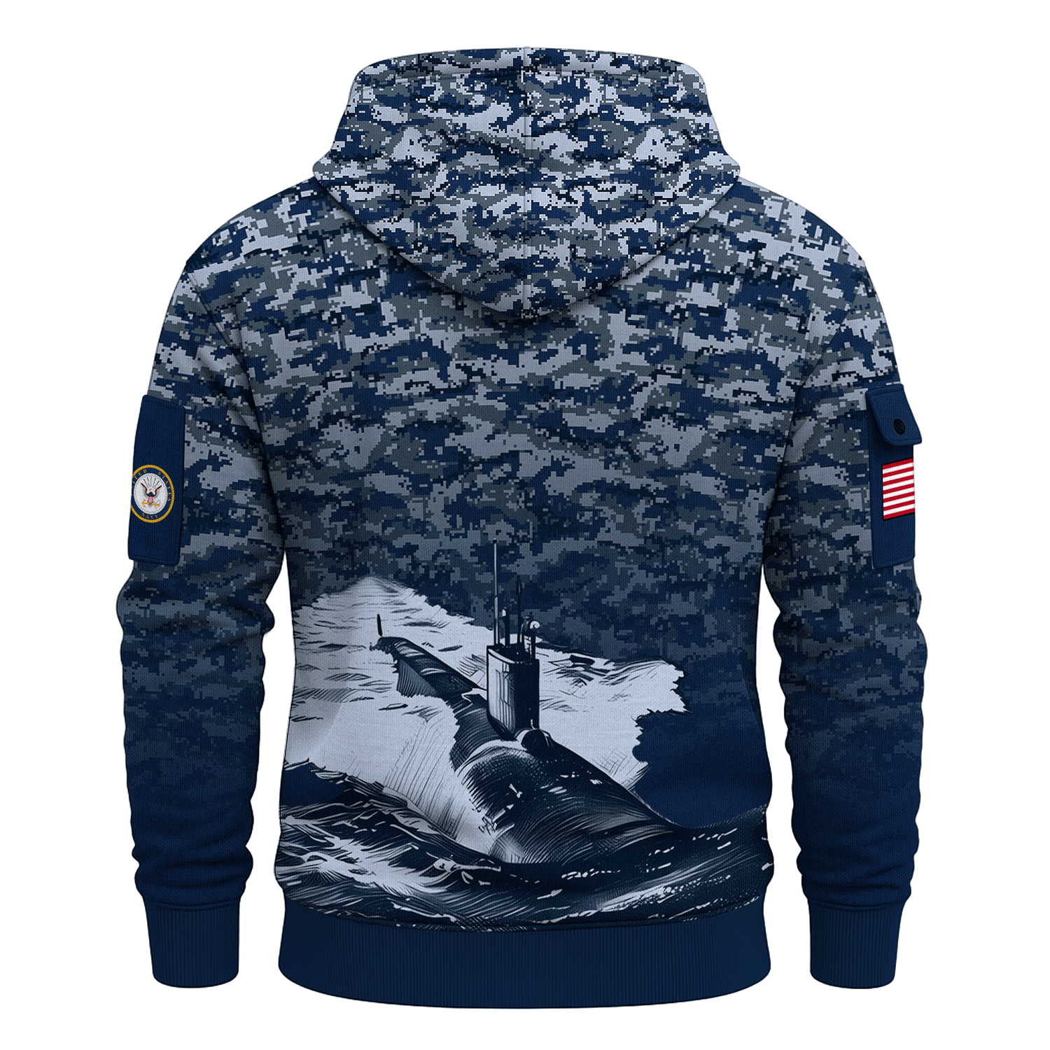 US Navy Submarine 250th Years All-over Quater Zip Hoodie of Service
