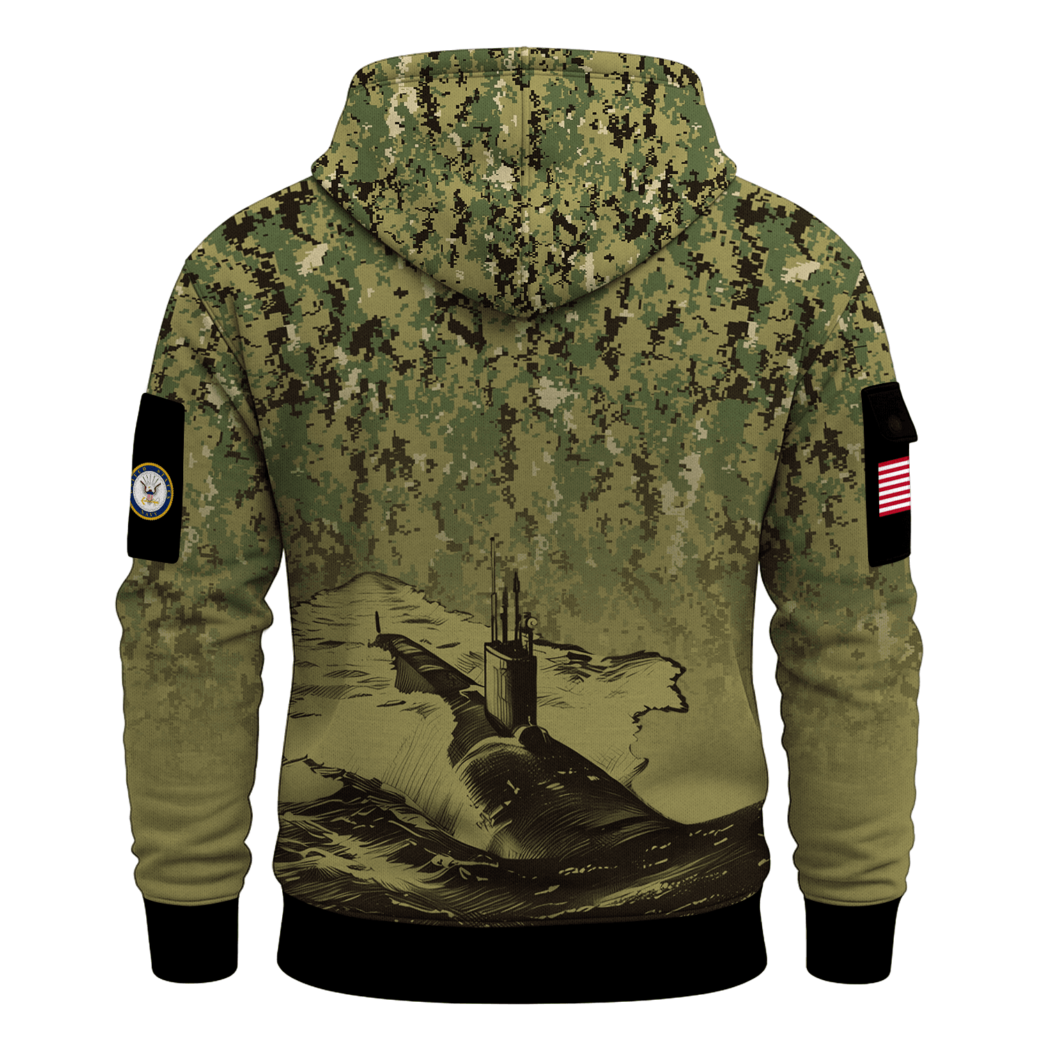 US Navy Submarine 250th Years All-over Quater Zip Hoodie of Service