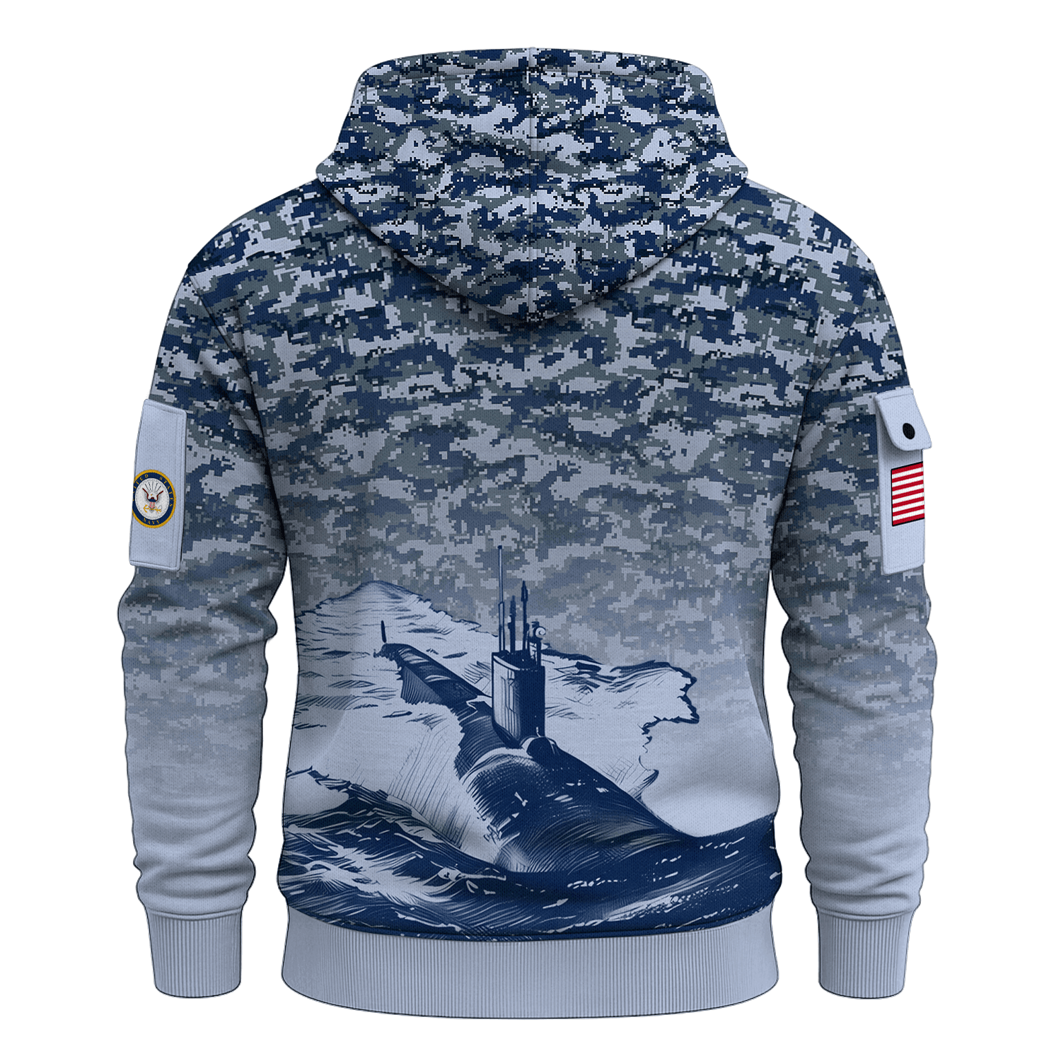 US Navy Submarine 250th Years All-over Quater Zip Hoodie of Service