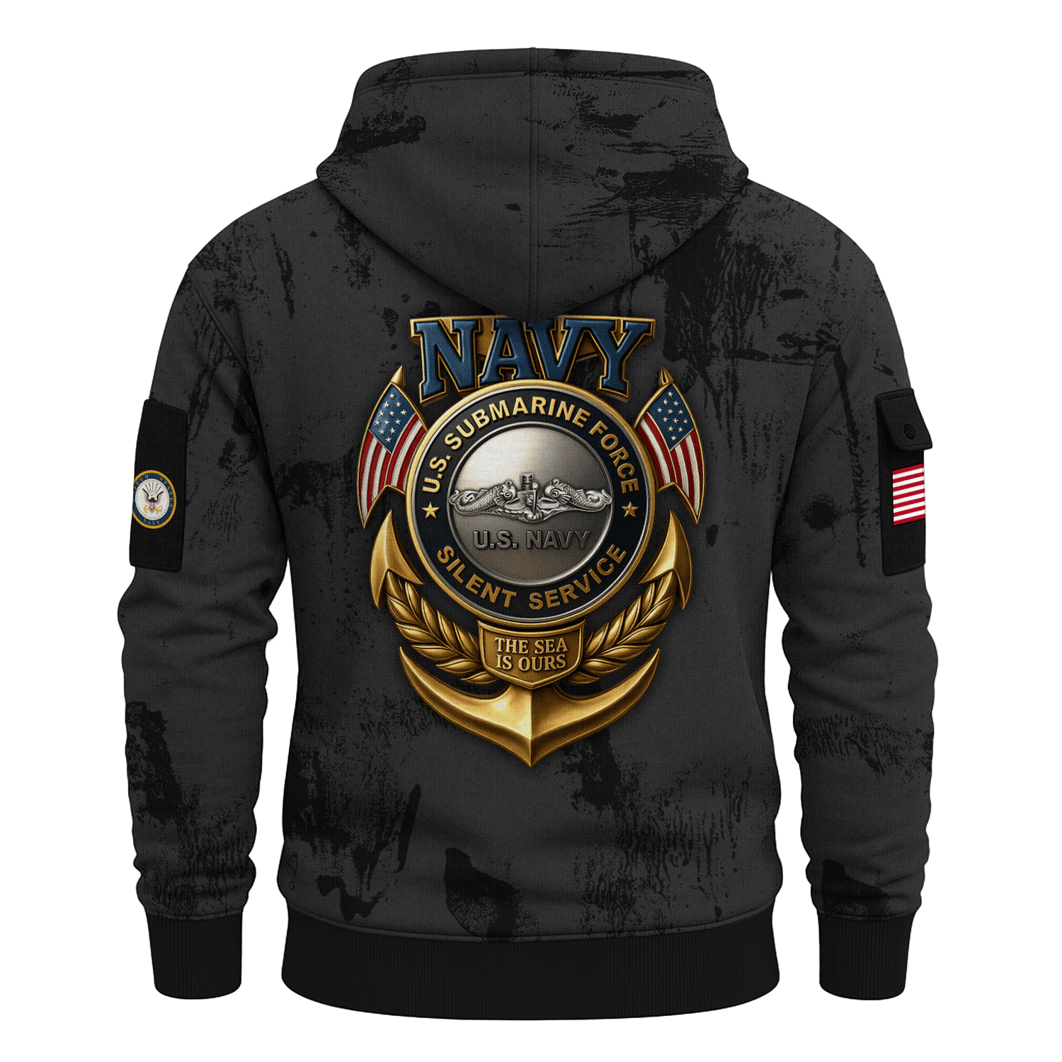 US Navy Submarine 250th Years All-over Quater Zip Hoodie of Service