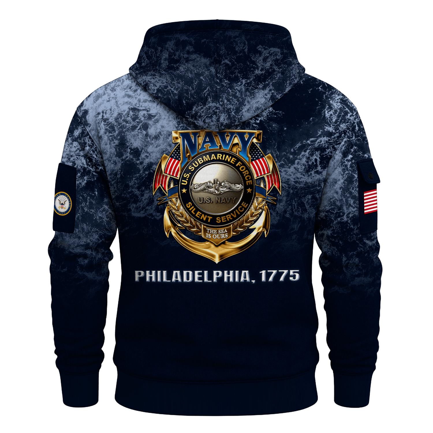 US Navy Submarine 250th Years All-over Quater Zip Hoodie of Service