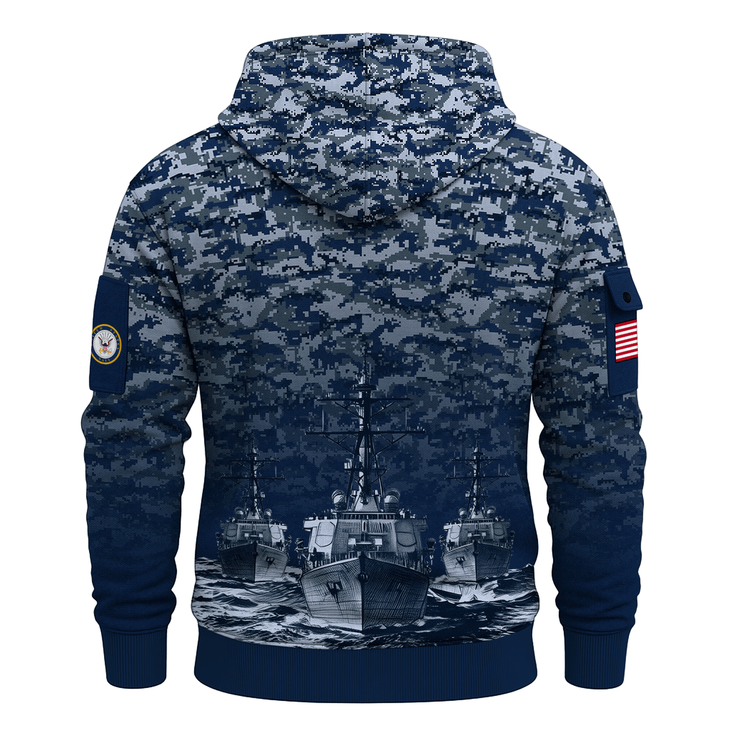 US Navy Surface Warfare 250th Years All-over Quater Zip Hoodie of Service