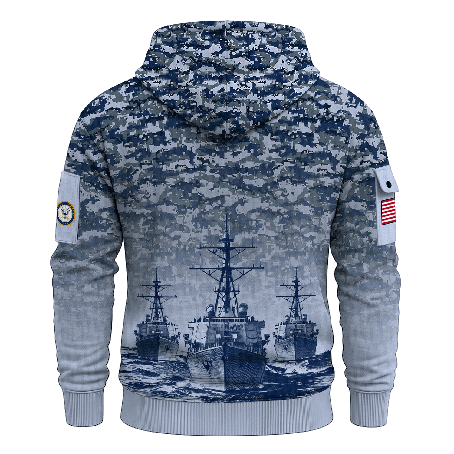 US Navy Surface Warfare 250th Years All-over Quater Zip Hoodie of Service