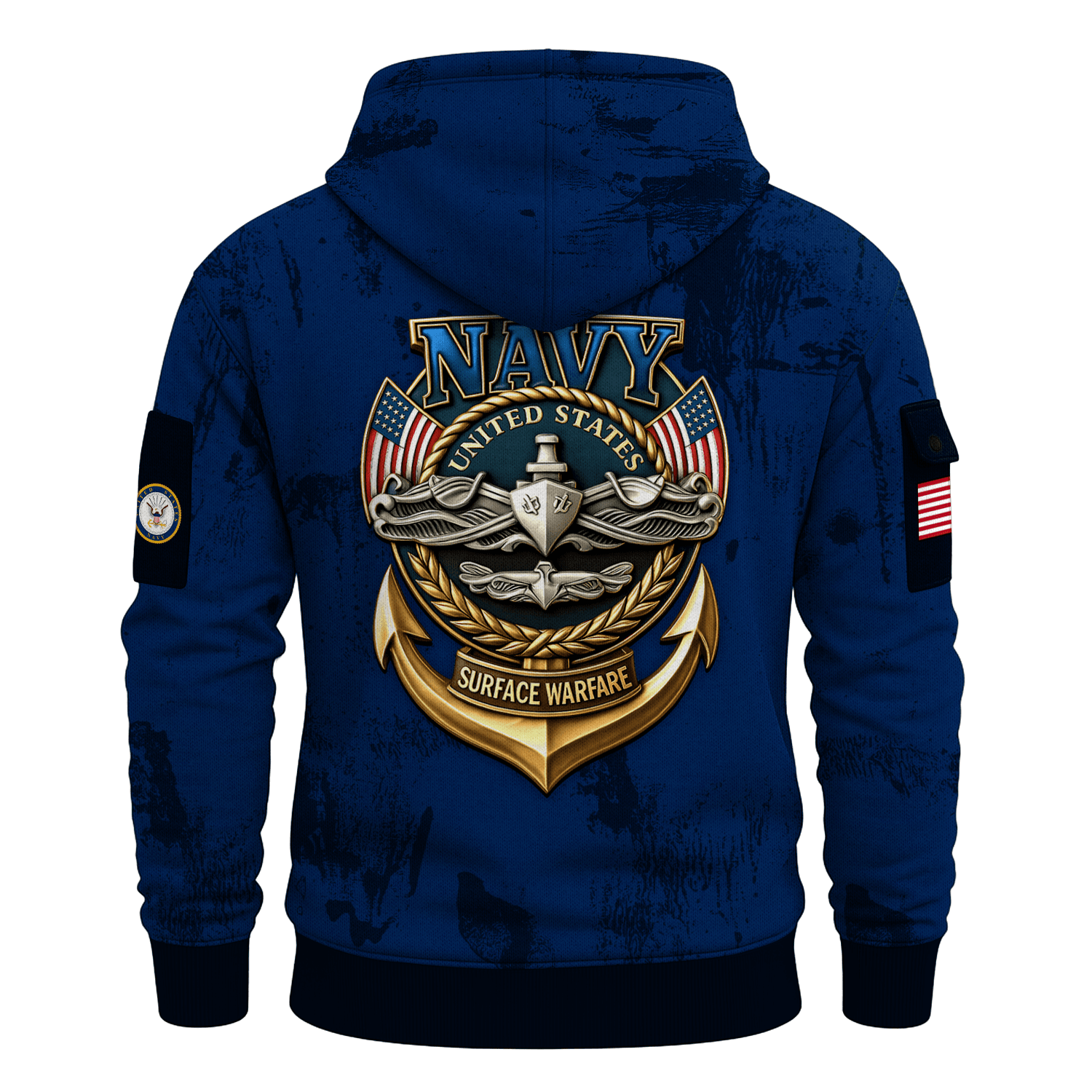 US Navy Surface Warfare 250th Years All-over Quater Zip Hoodie of Service