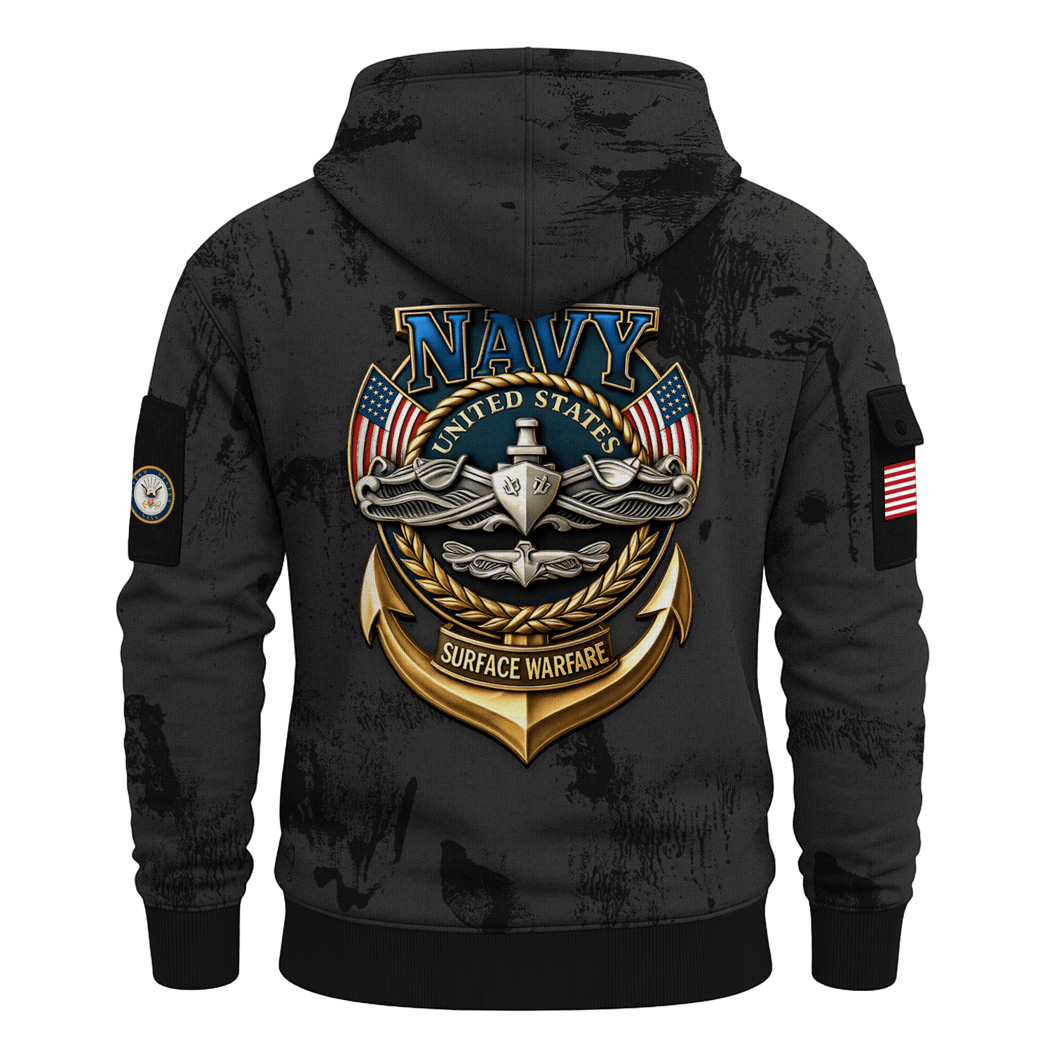 US Navy Surface Warfare 250th Years All-over Quater Zip Hoodie of Service