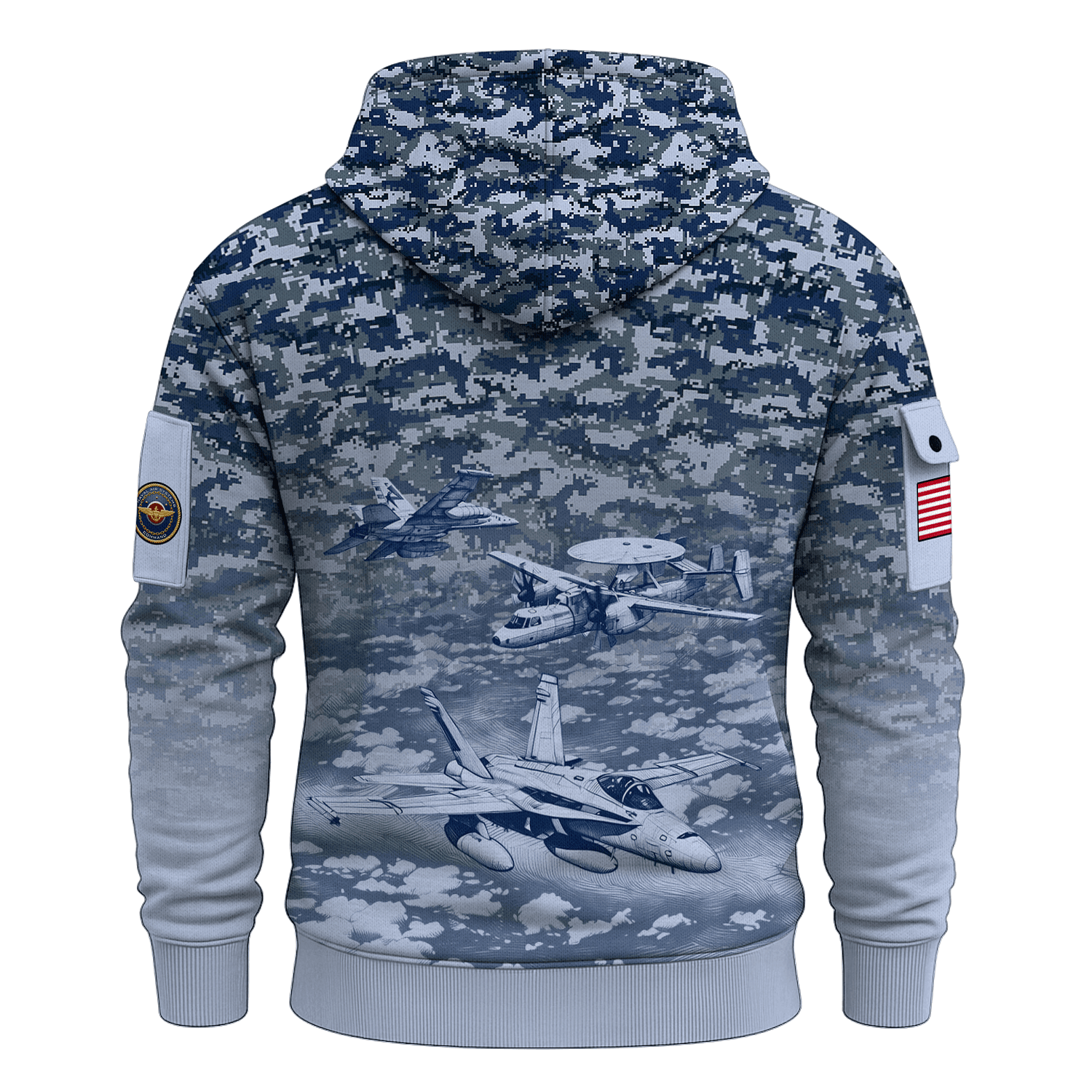 US Navy Navair 250th Years All-over Quater Zip Hoodie of Service