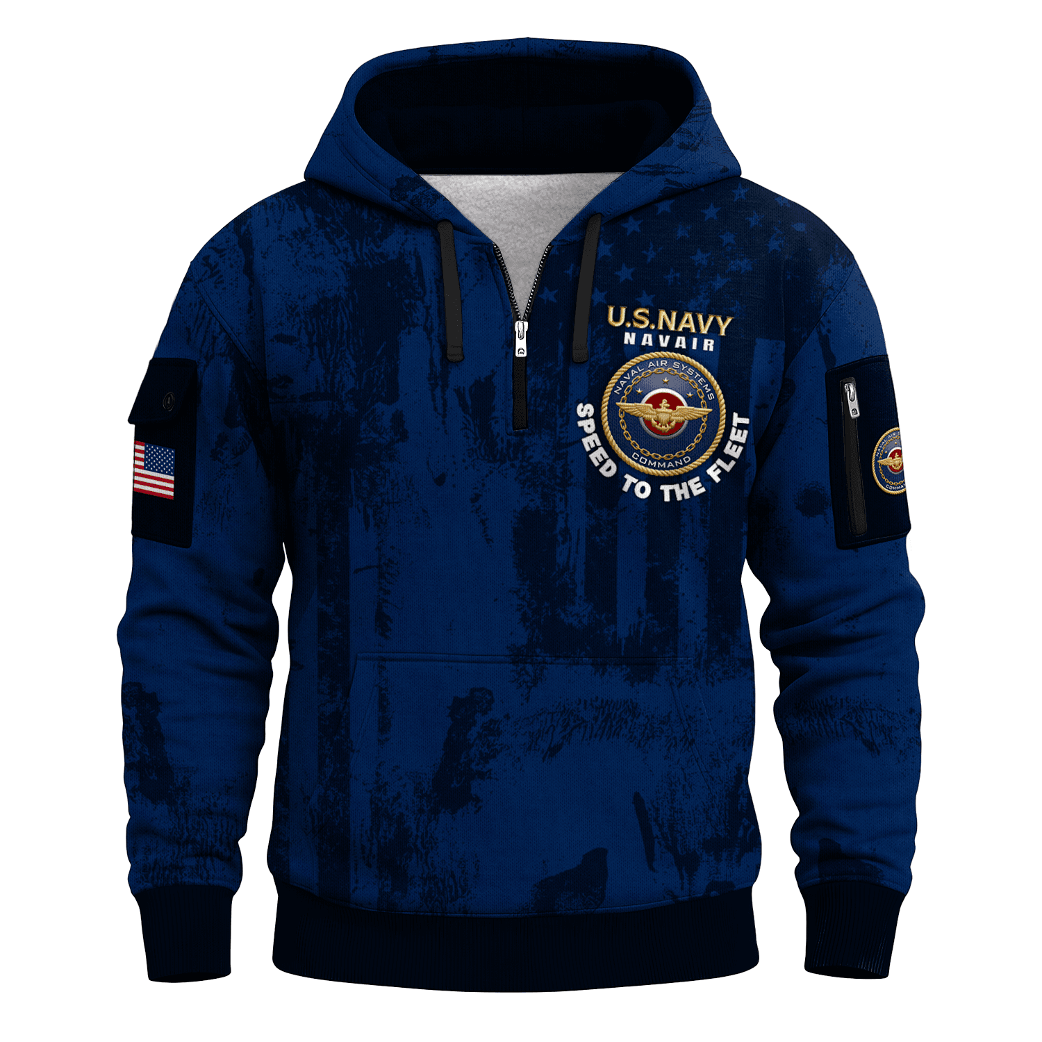 US Navy Navair 250th Years All-over Quater Zip Hoodie of Service