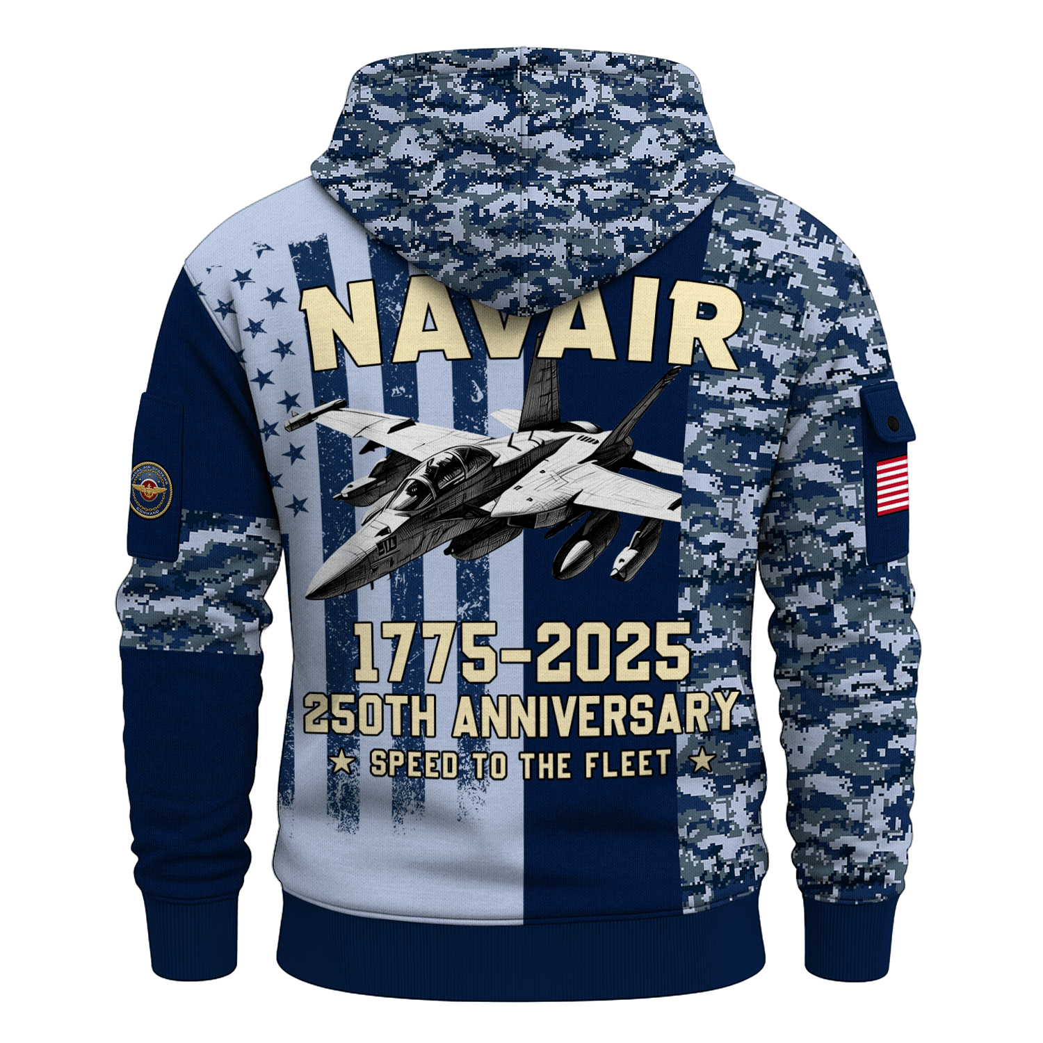 US Navy Navair 250th Years All-over Quater Zip Hoodie of Service