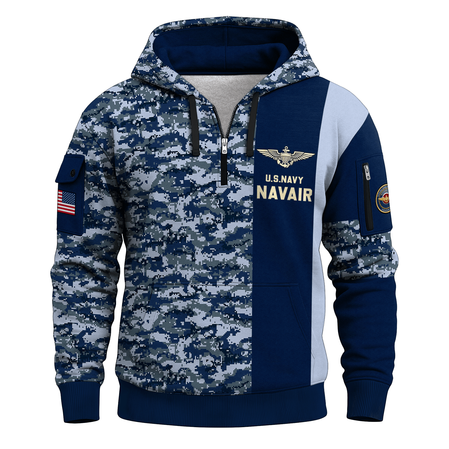 US Navy Navair 250th Years All-over Quater Zip Hoodie of Service