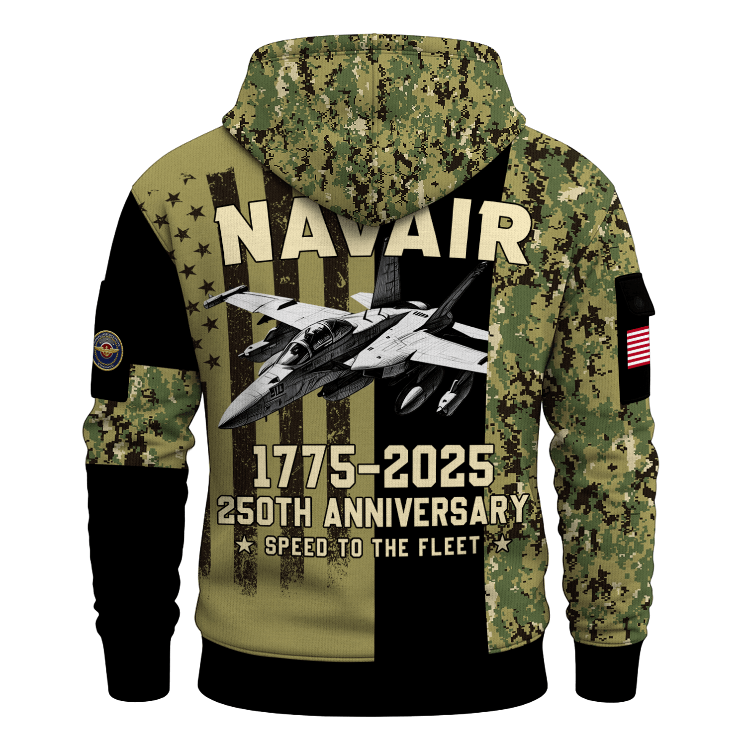 US Navy Navair 250th Years All-over Quater Zip Hoodie of Service