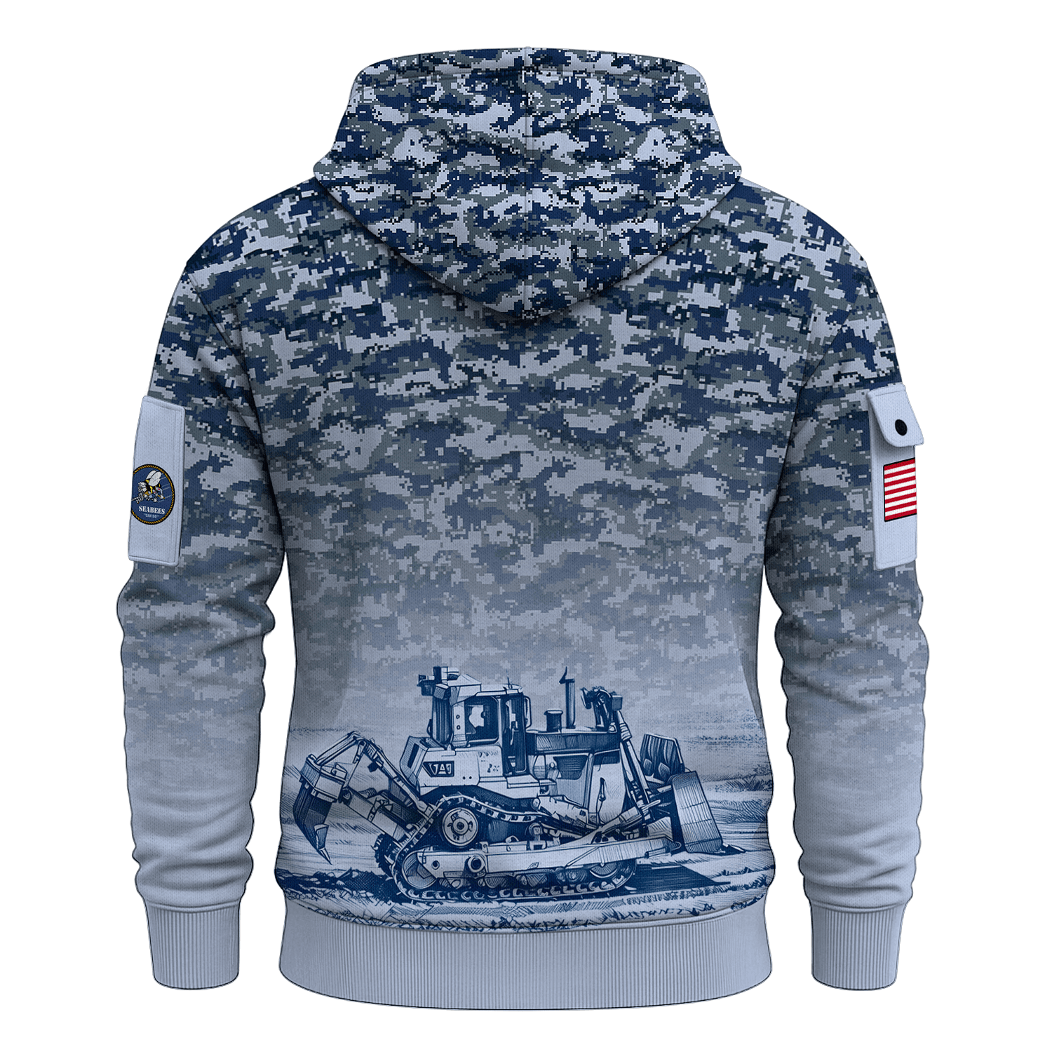 US Navy Seabees 250th Years All-over Quater Zip Hoodie of Service