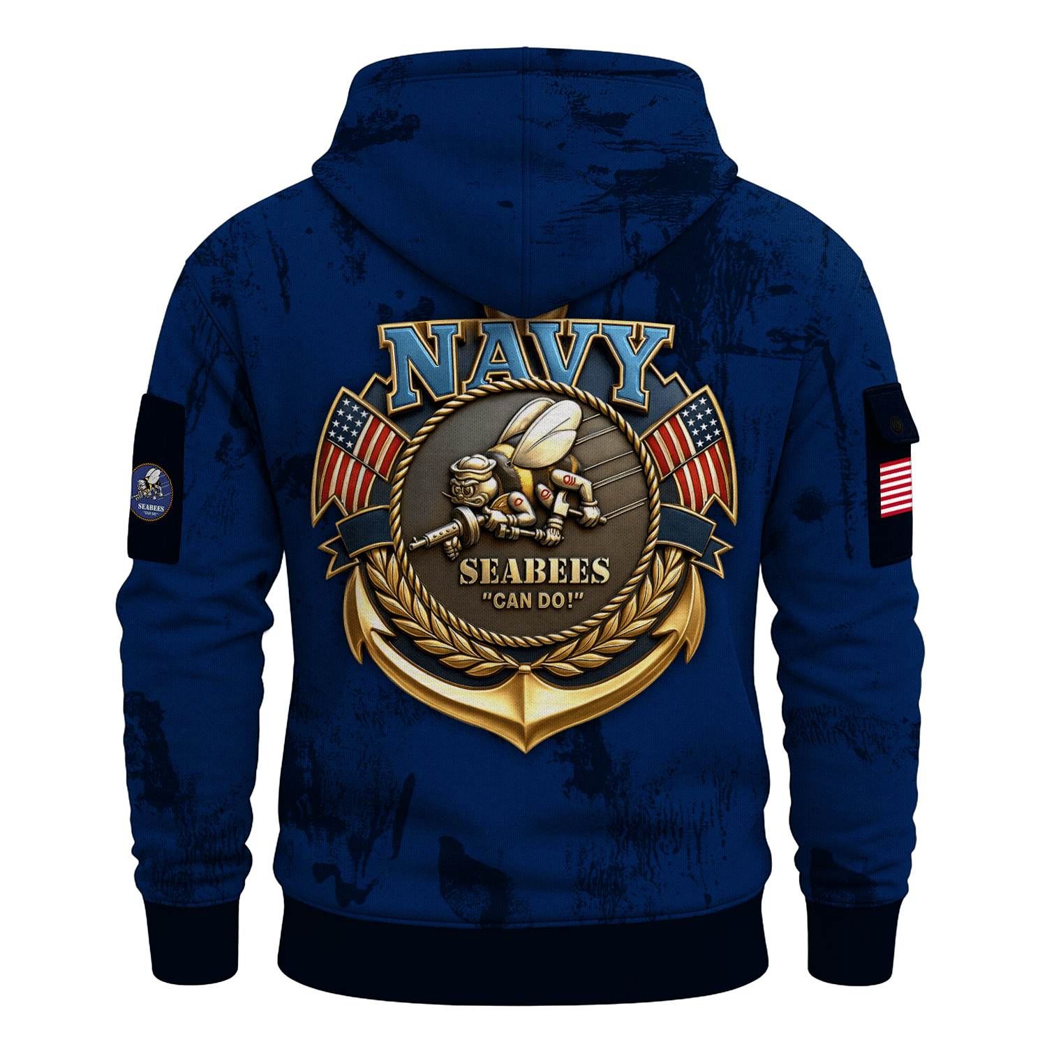 US Navy Seabees 250th Years All-over Quarter Zip Hoodie of Service