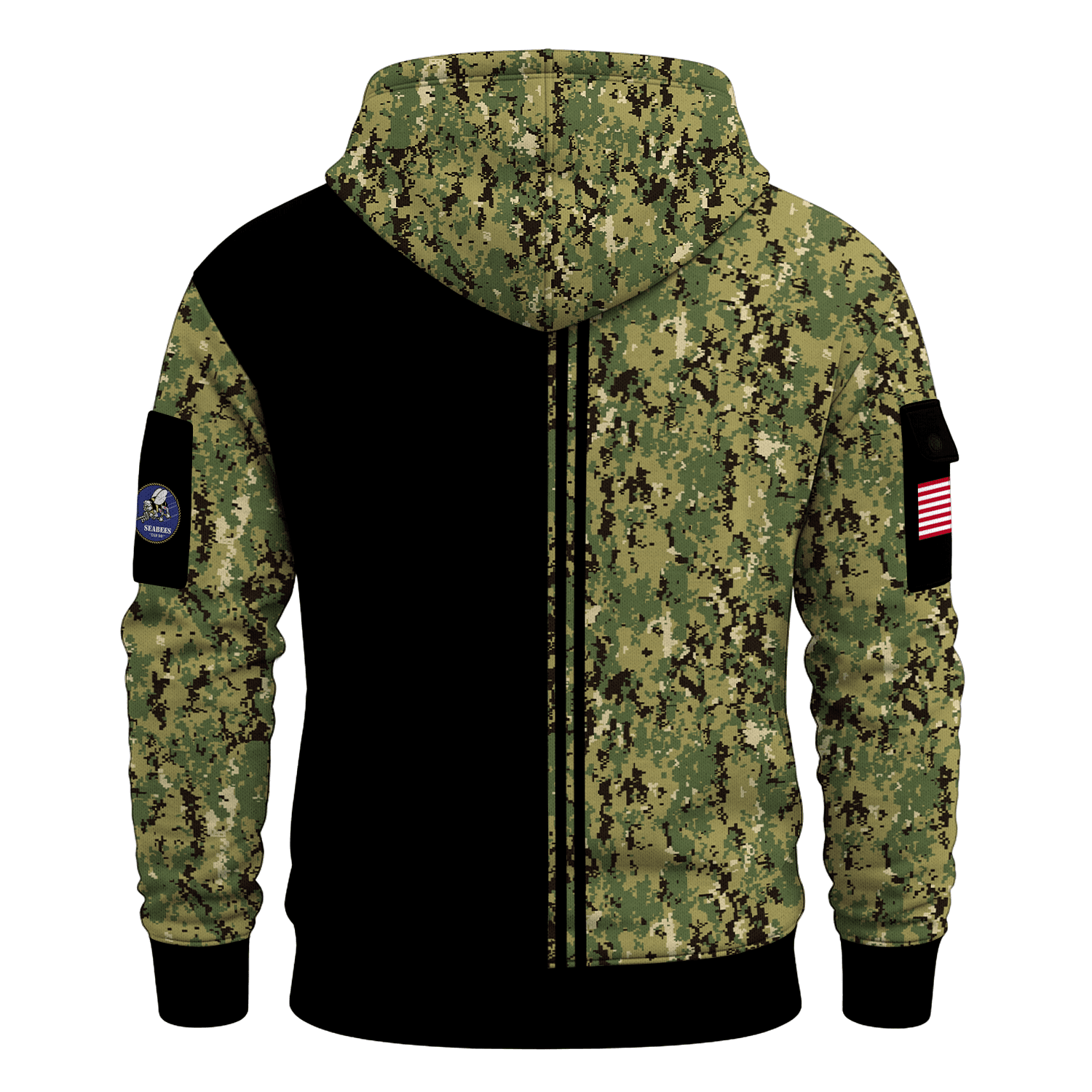 US Navy Seabees 250th Years All-over Quarter Zip Hoodie of Service