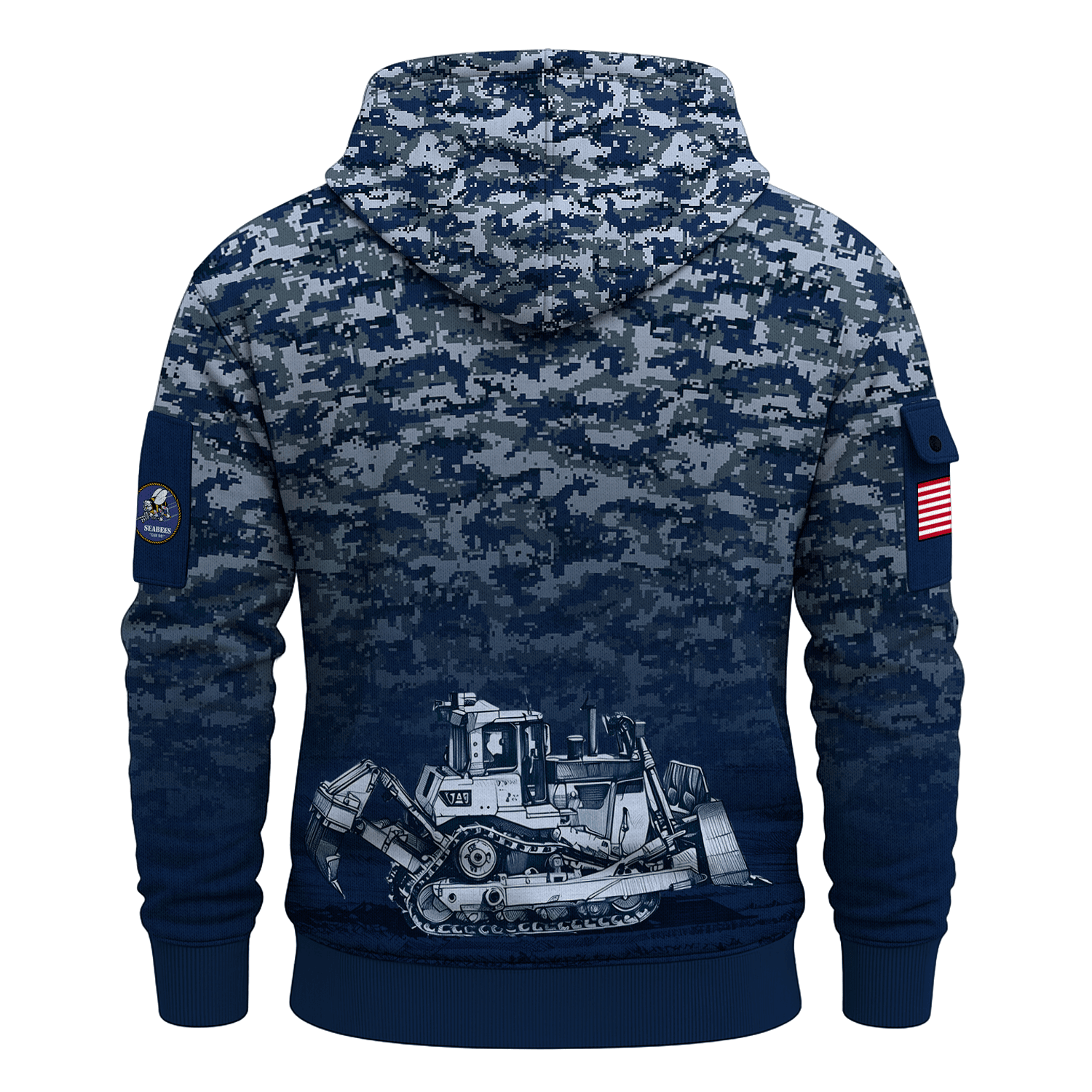 US Navy Seabees 250th Years All-over Quarter Zip Hoodie of Service