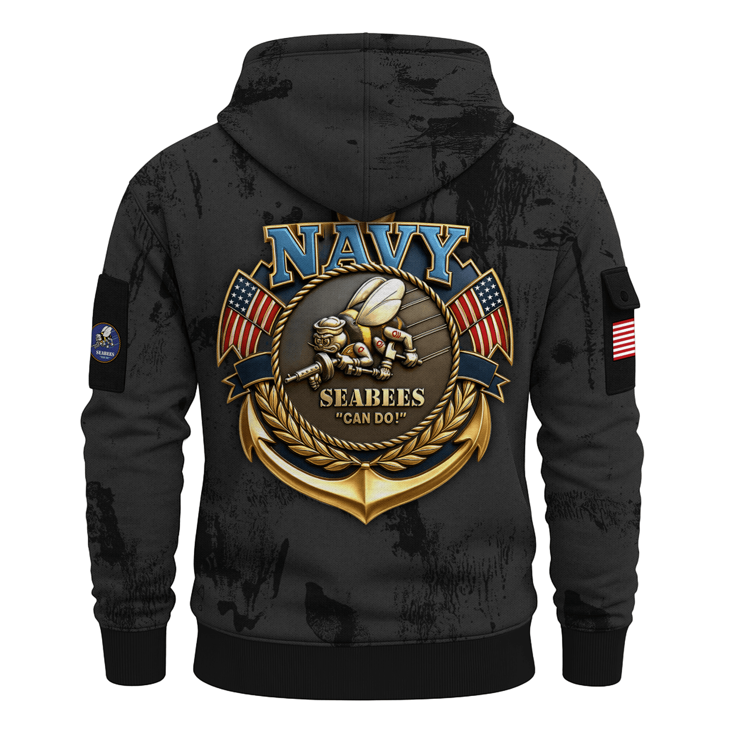 US Navy Seabees 250th Years All-over Quarter Zip Hoodie of Service