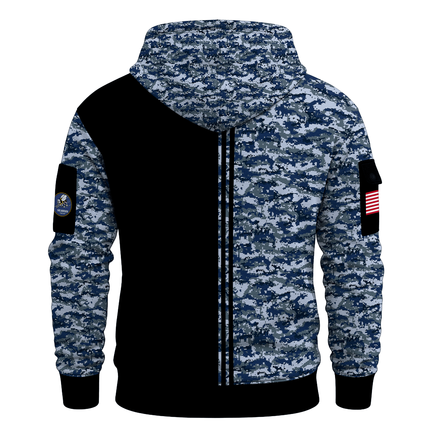 US Navy Seabees 250th Years All-over Quarter Zip Hoodie of Service