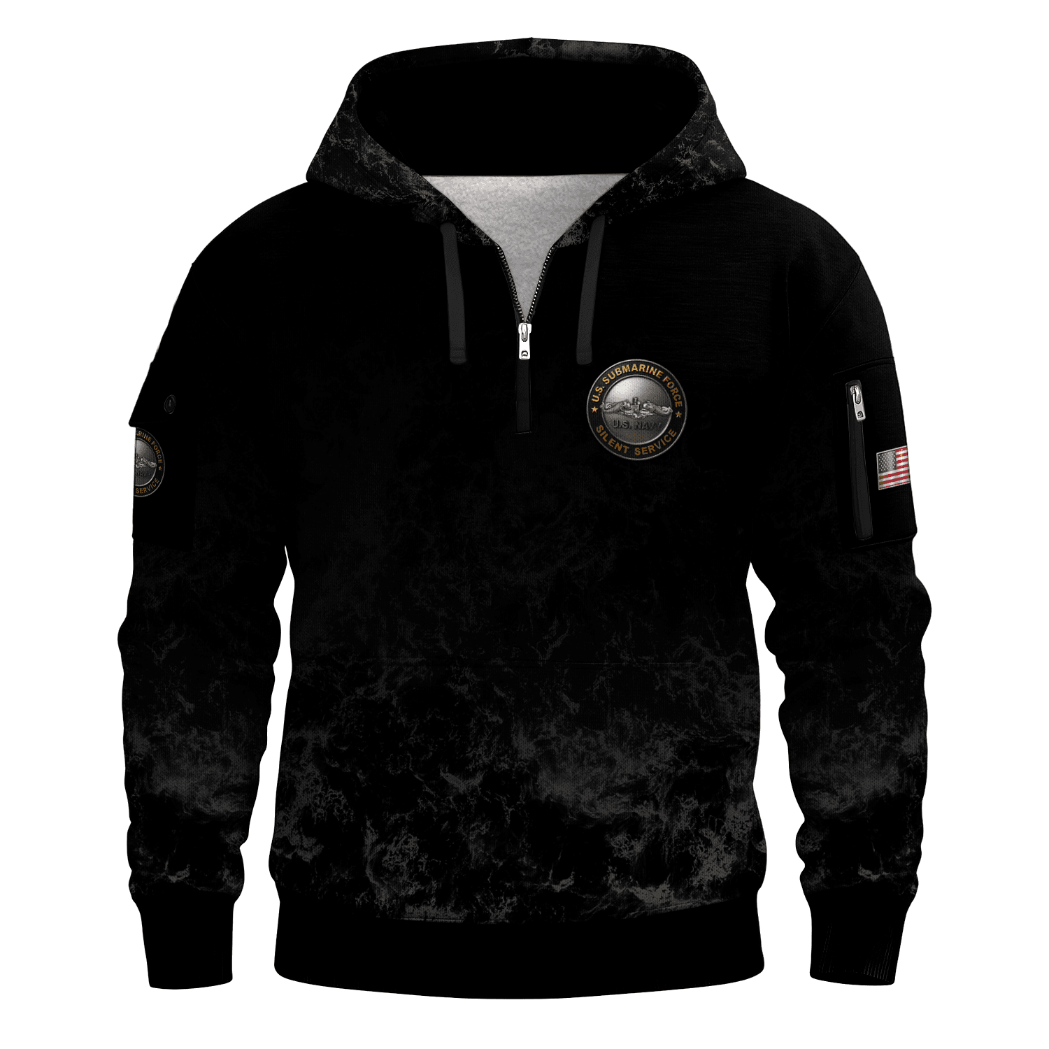 US Navy Submarine All-over Quarter Zip Hoodie