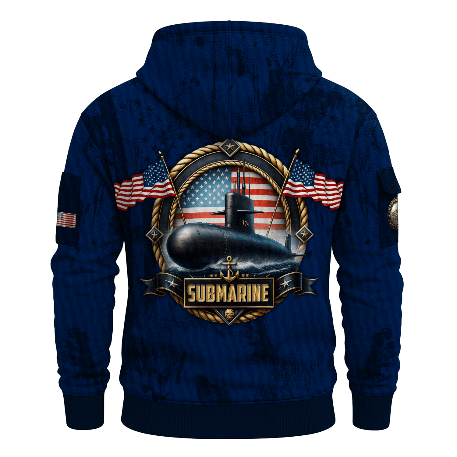 US Navy Submarine All-over Quarter Zip Hoodie