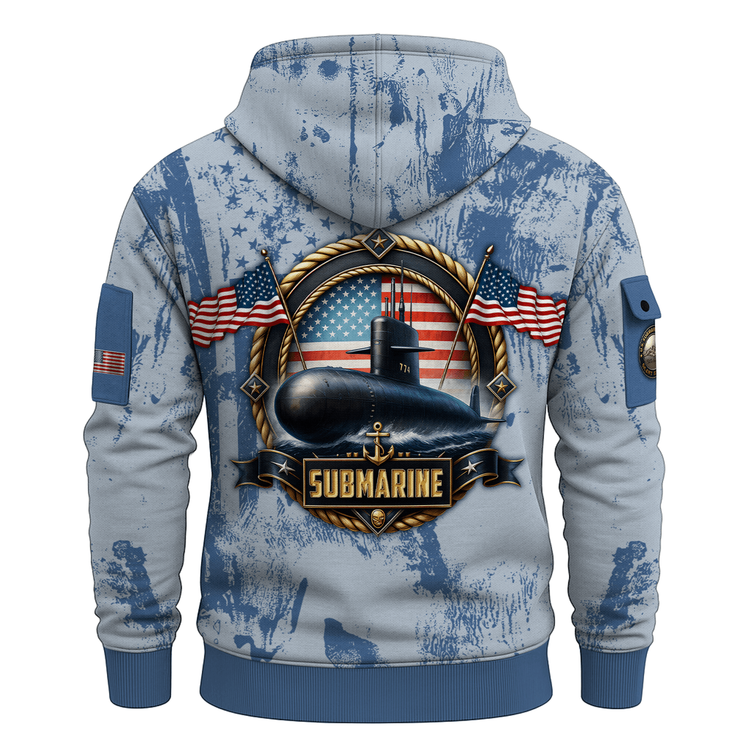 US Navy Submarine All-over Quarter Zip Hoodie
