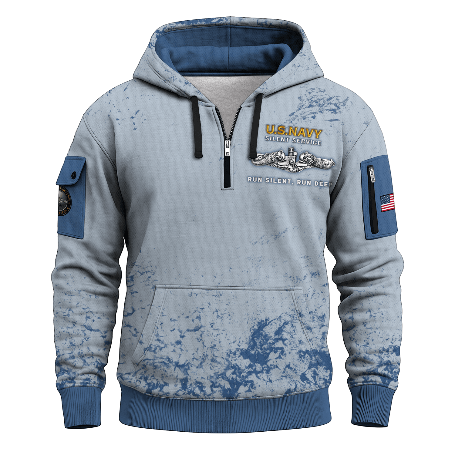 US Navy Submarine All-over Quarter Zip Hoodie
