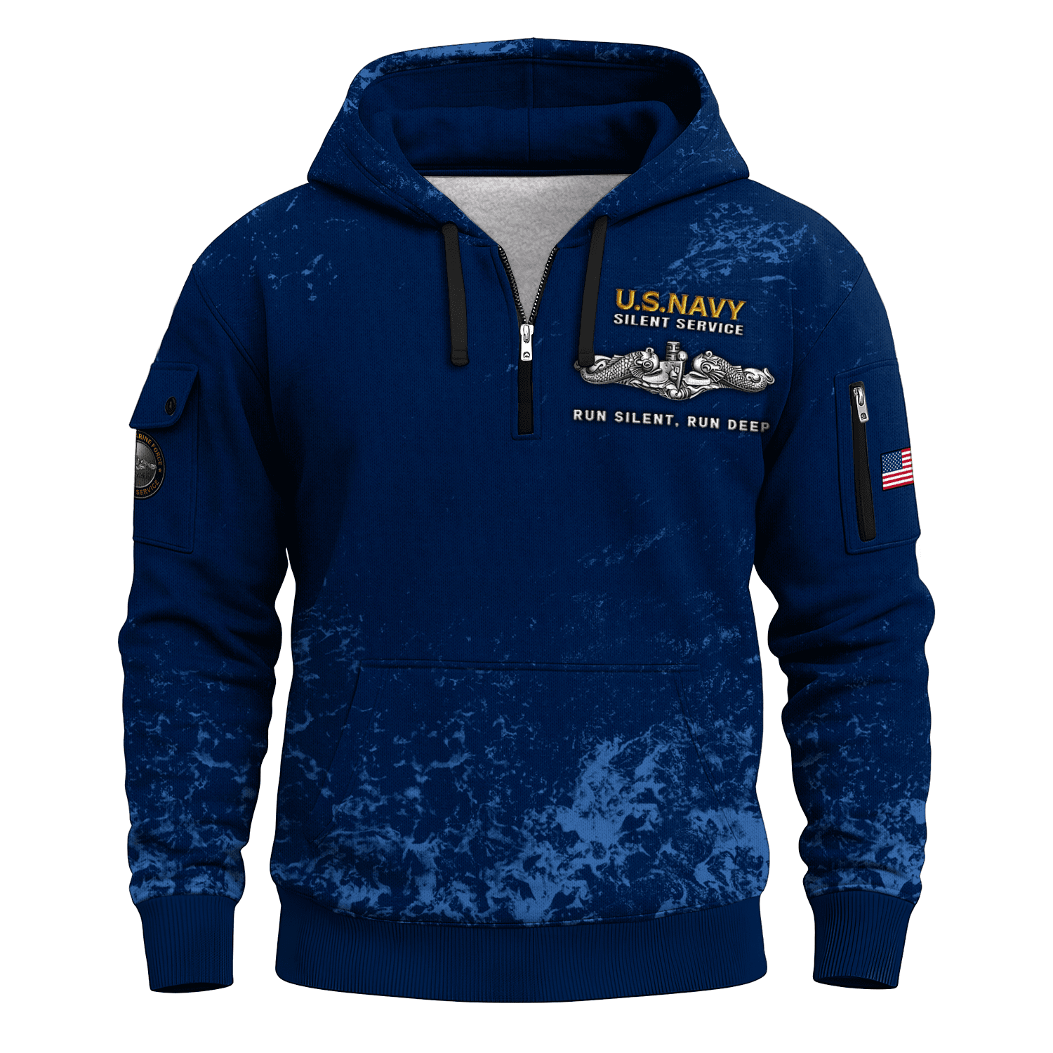 US Navy Submarine All-over Quarter Zip Hoodie
