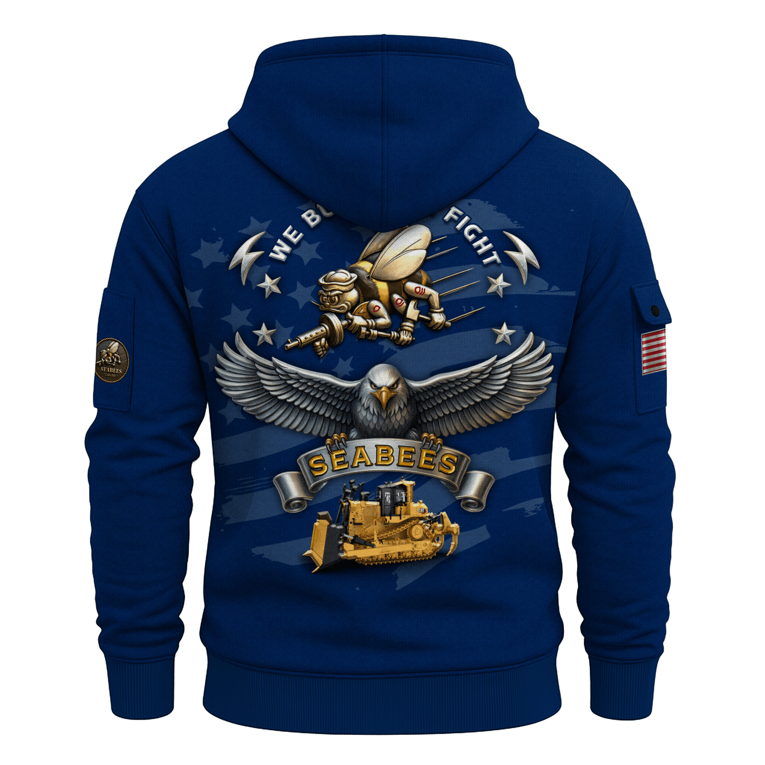 US Navy Seabees 250th Years All-over Quarter Zip Hoodie of Service
