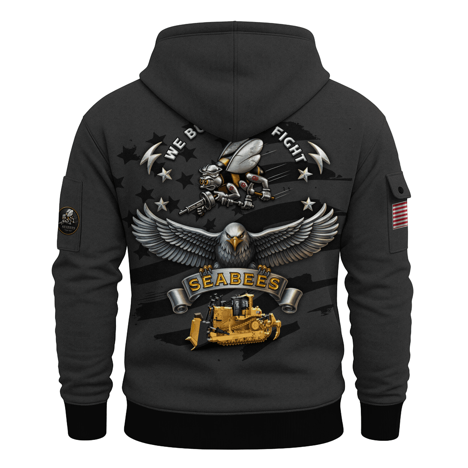 US Navy Seabees 250th Years All-over Quarter Zip Hoodie of Service