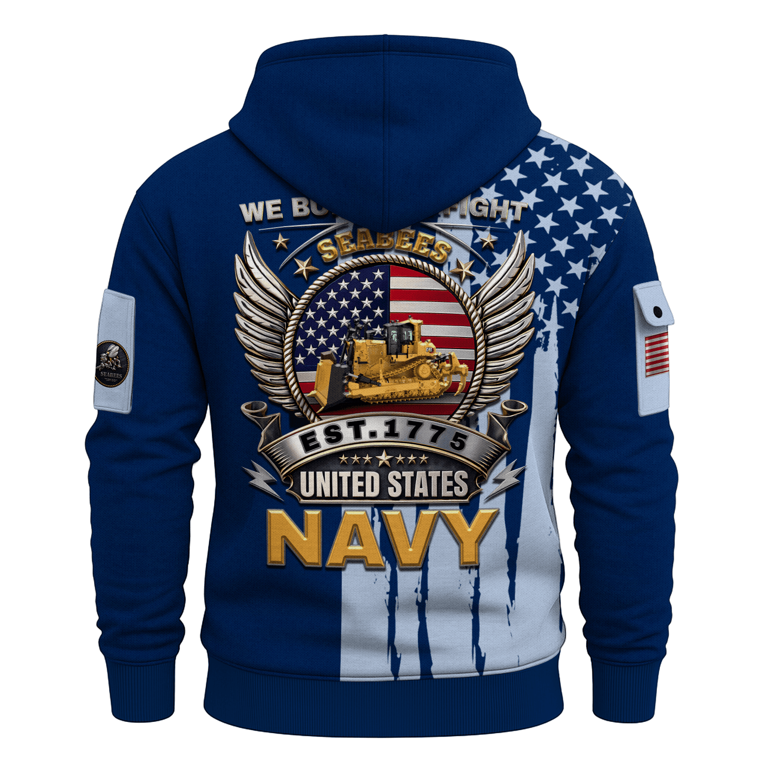 US Navy Seabees 250th Years All-over Quarter Zip Hoodie of Service