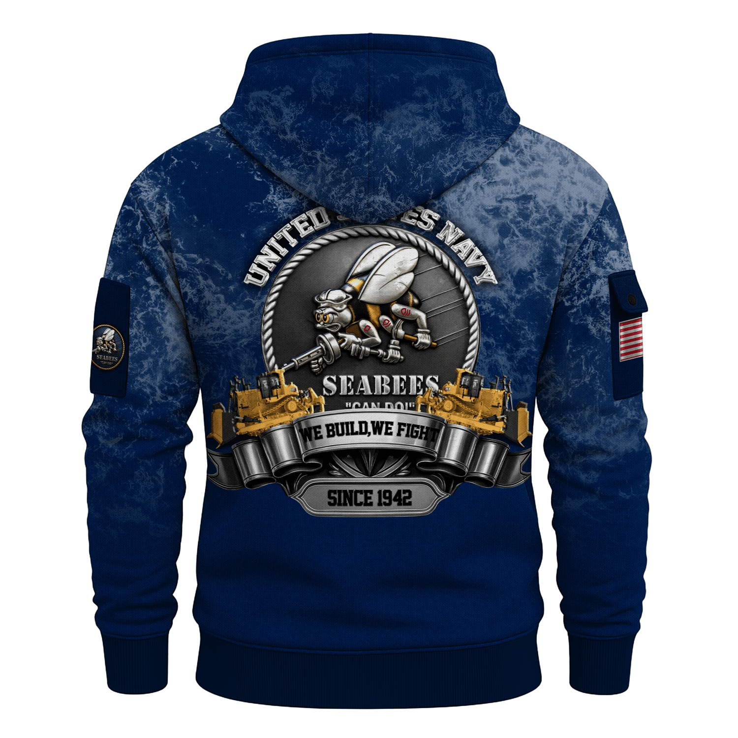US Navy Seabees 250th Years All-over Quarter Zip Hoodie of Service