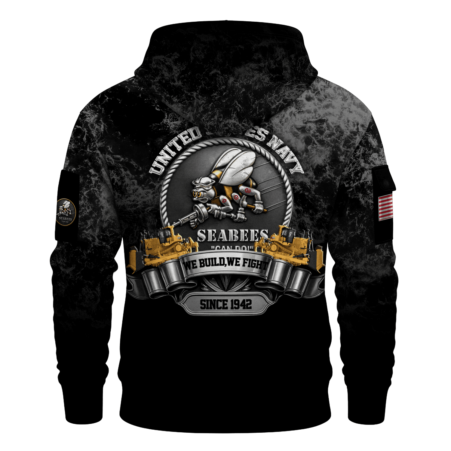 US Navy Seabees 250th Years All-over Quarter Zip Hoodie of Service