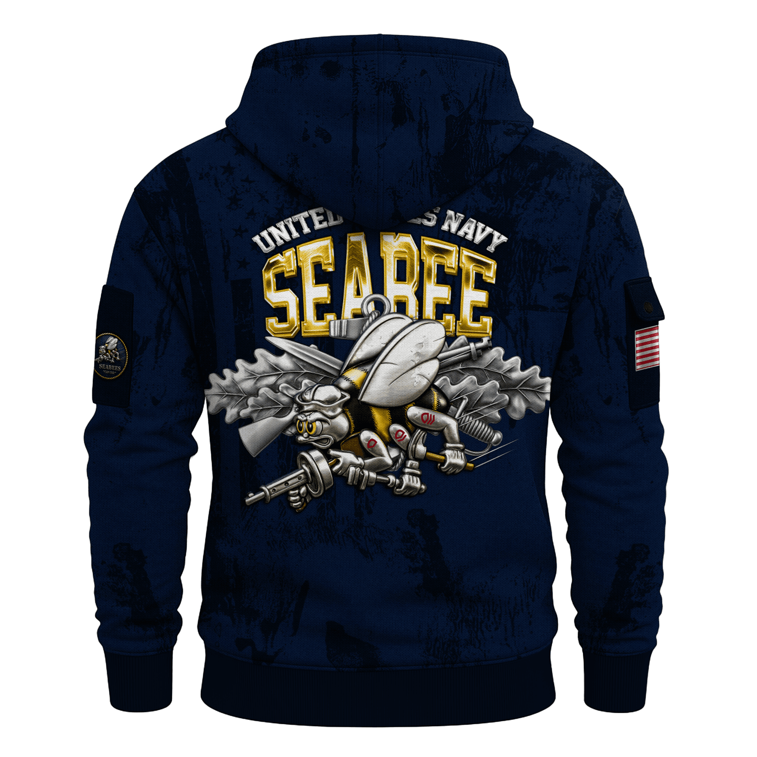 US Navy Seabees 250th Years All-over Quarter Zip Hoodie of Service