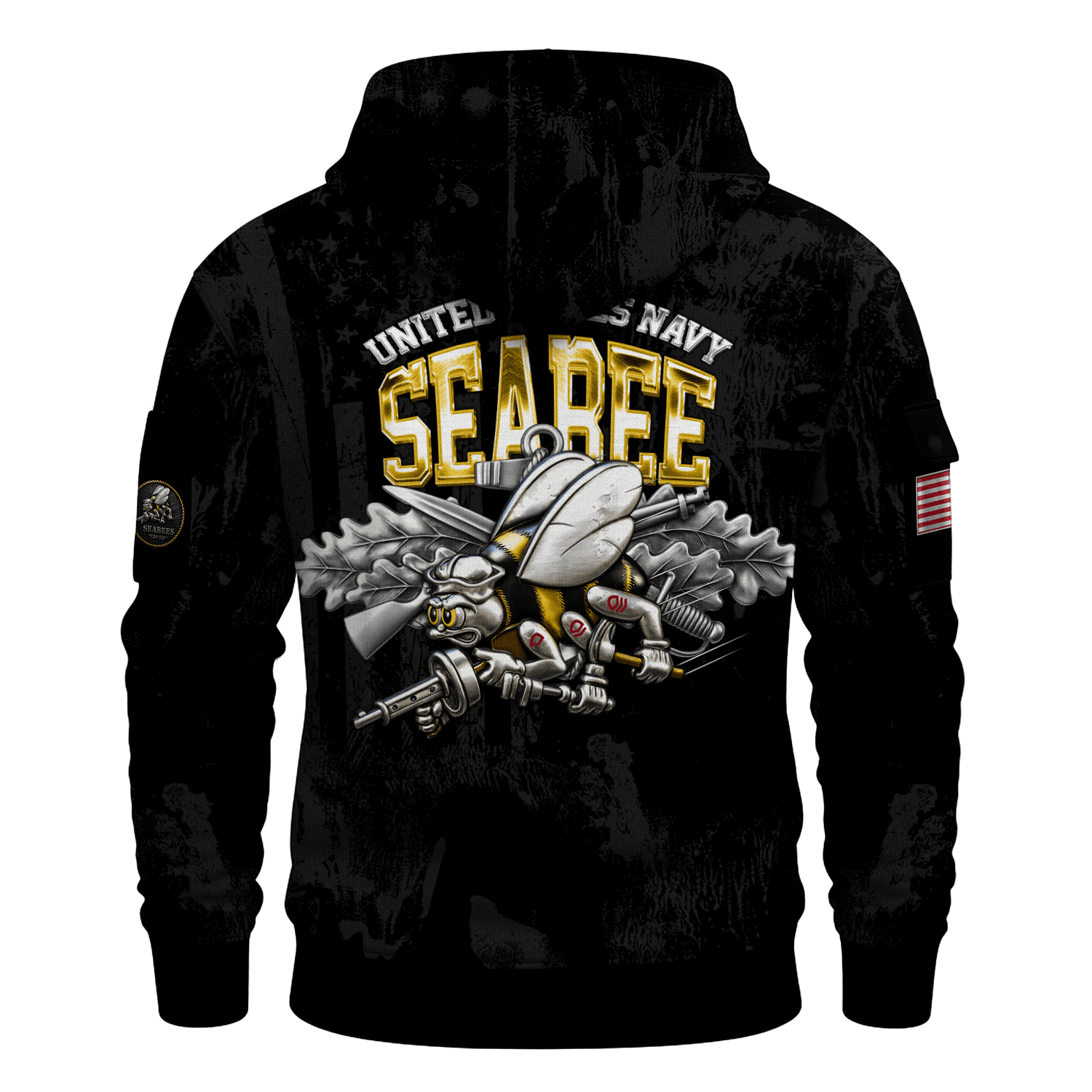 US Navy Seabees 250th Years All-over Quarter Zip Hoodie of Service