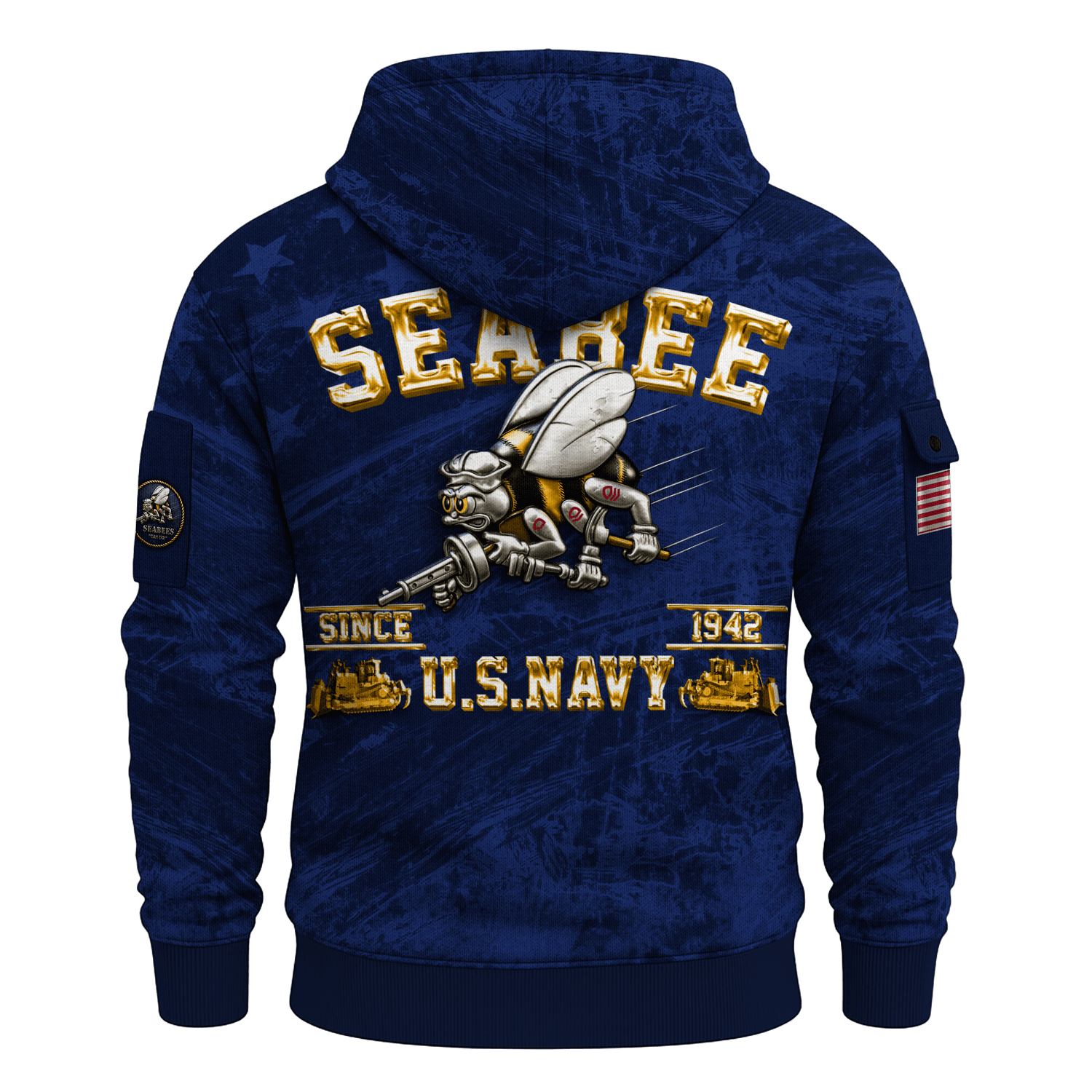 US Navy Seabees 250th Years All-over Quarter Zip Hoodie of Service