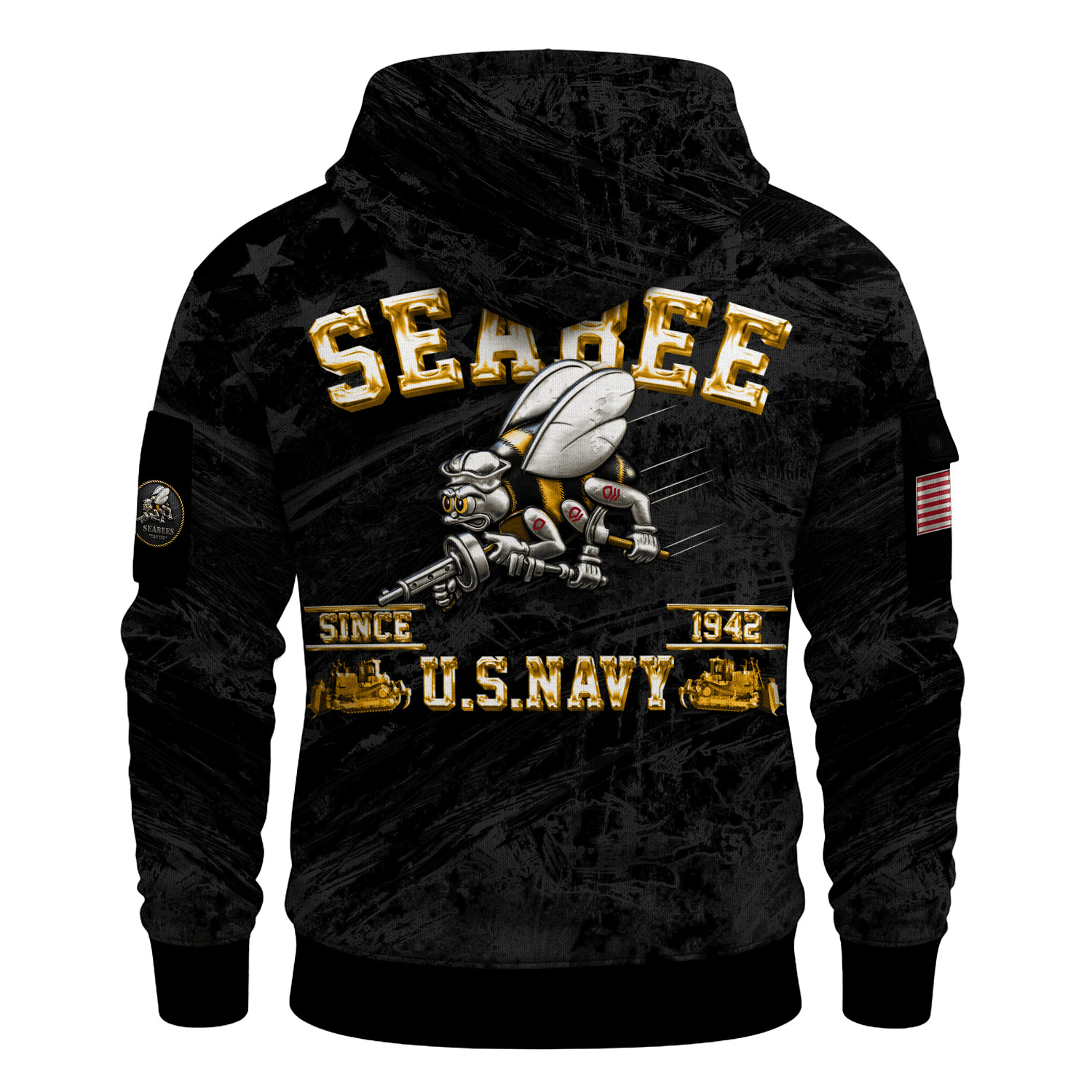 US Navy Seabees 250th Years All-over Quarter Zip Hoodie of Service