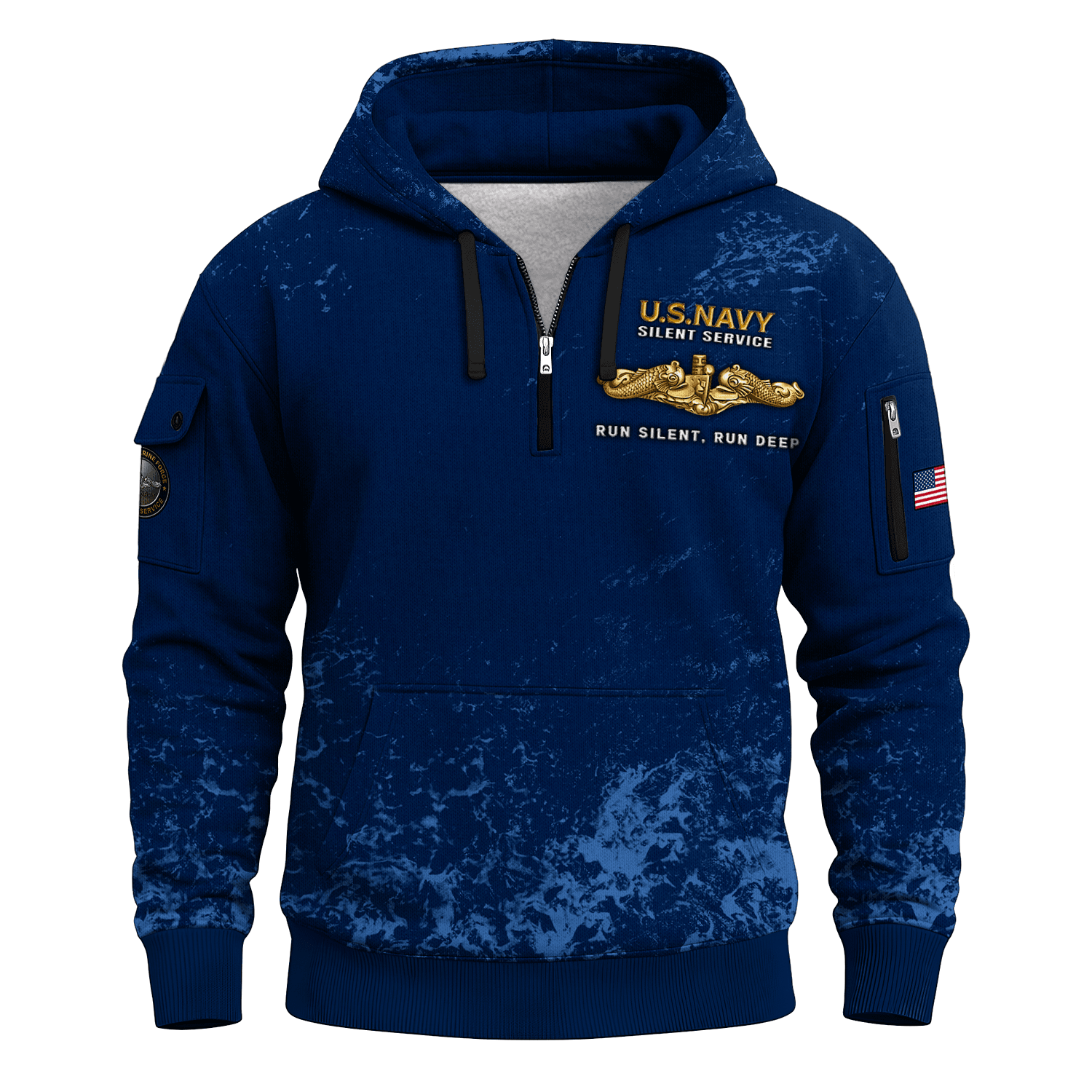 US Navy Submarine All-over Quarter Zip Hoodie