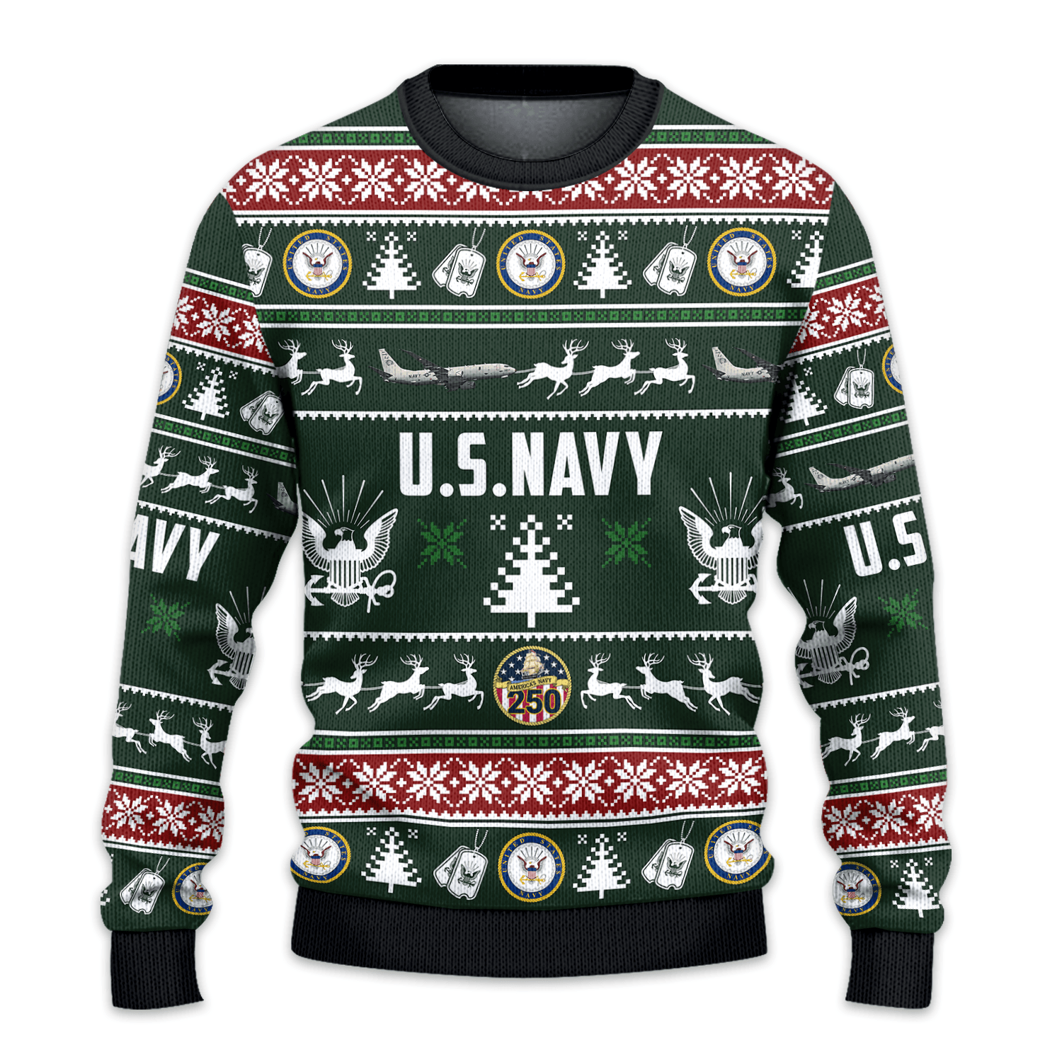US NAVY 250th Years Of Service All-over Sweater