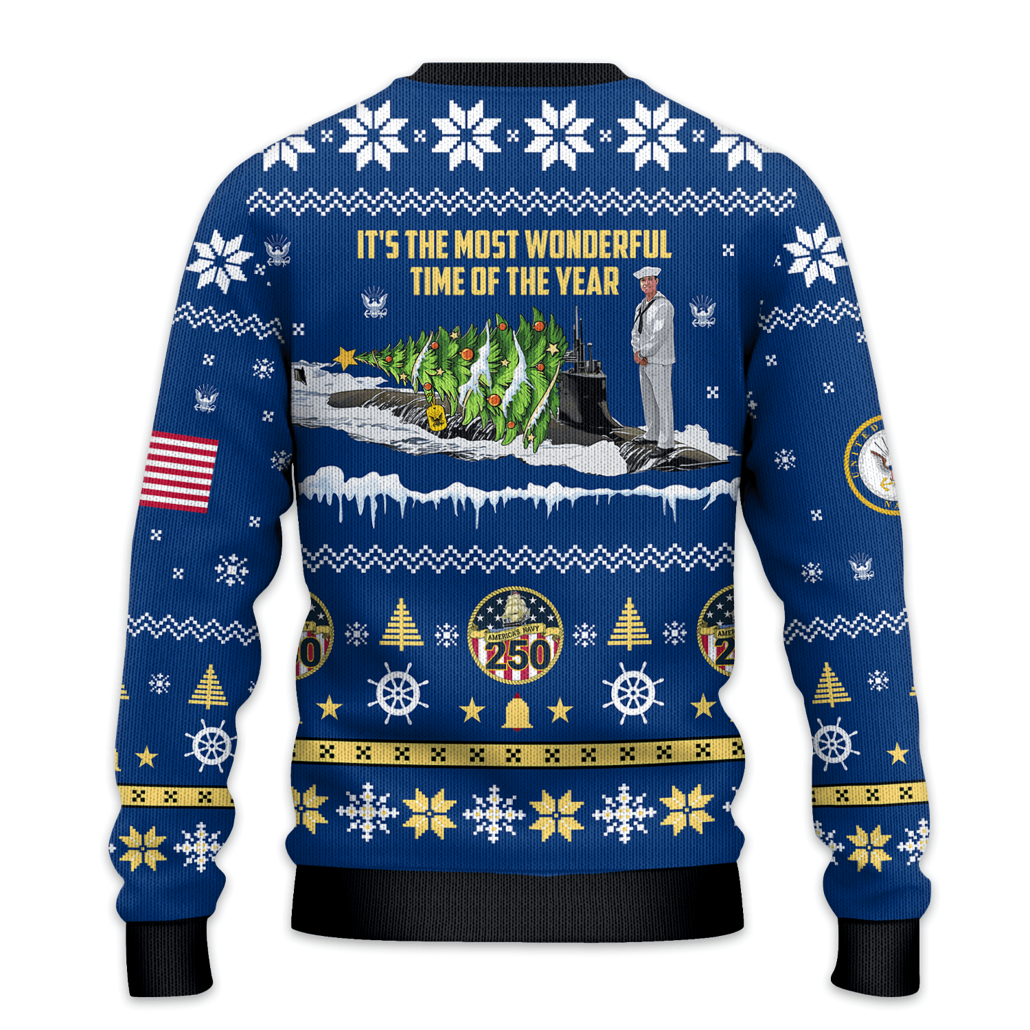 US NAVY 250th Years Of Service All-over Sweater