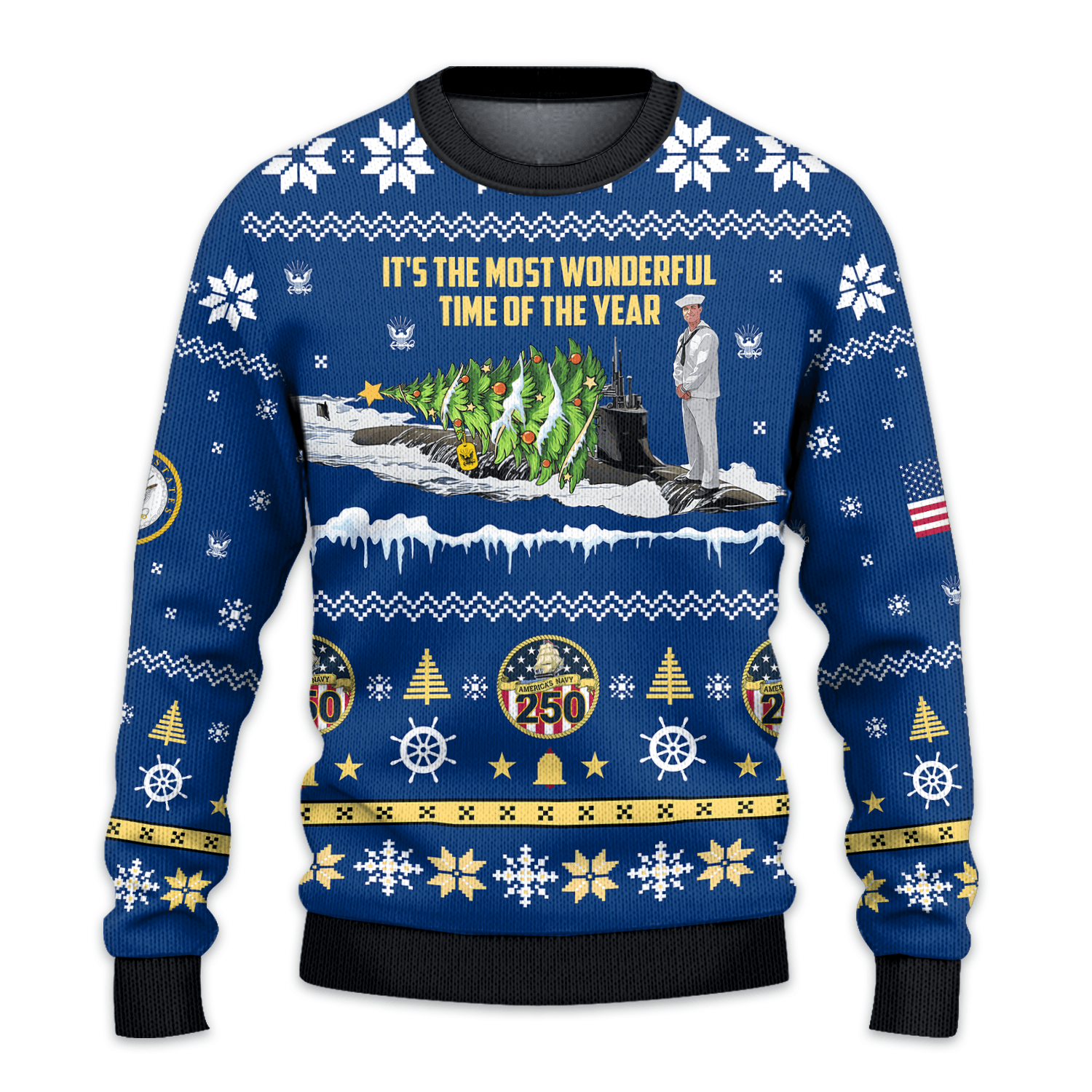 US NAVY 250th Years Of Service All-over Sweater
