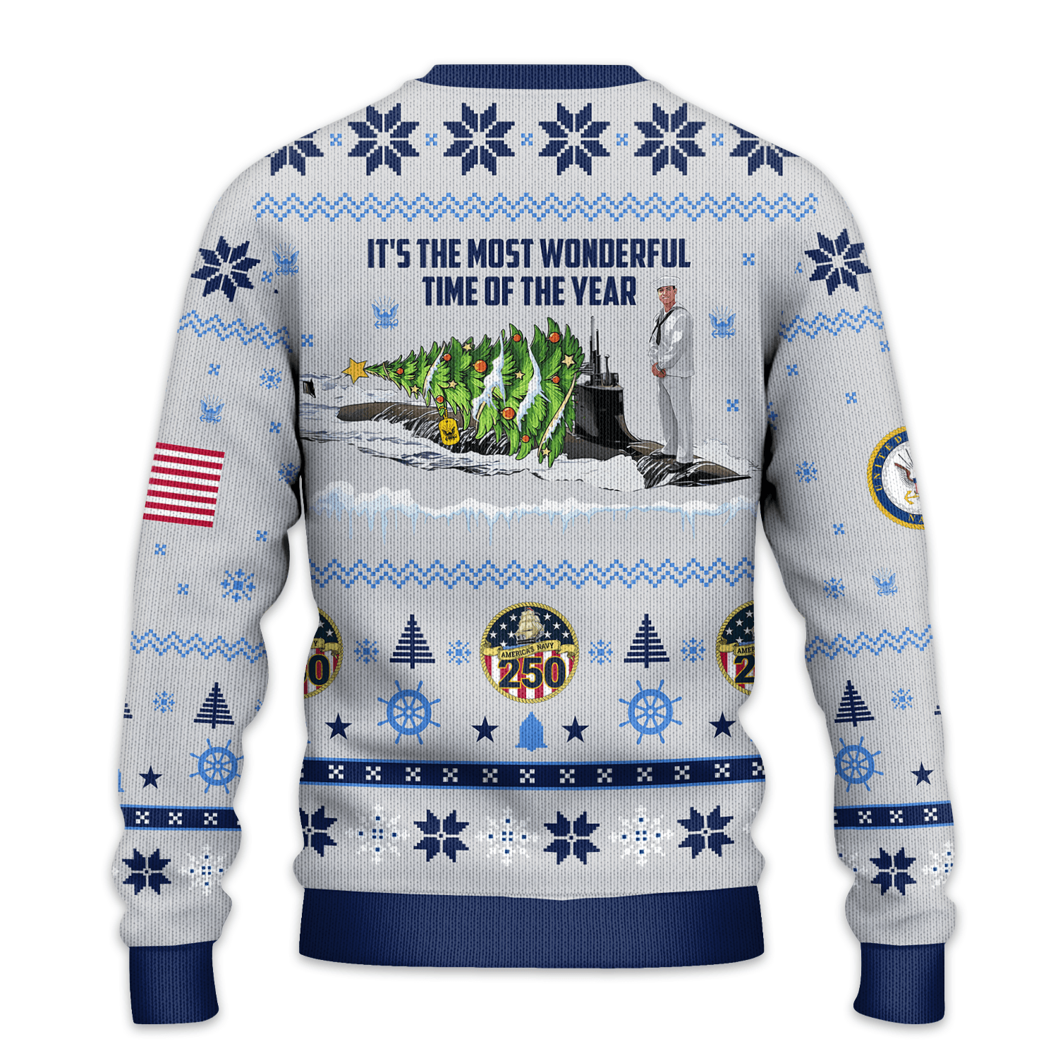 US NAVY 250th Years Of Service All-over Sweater